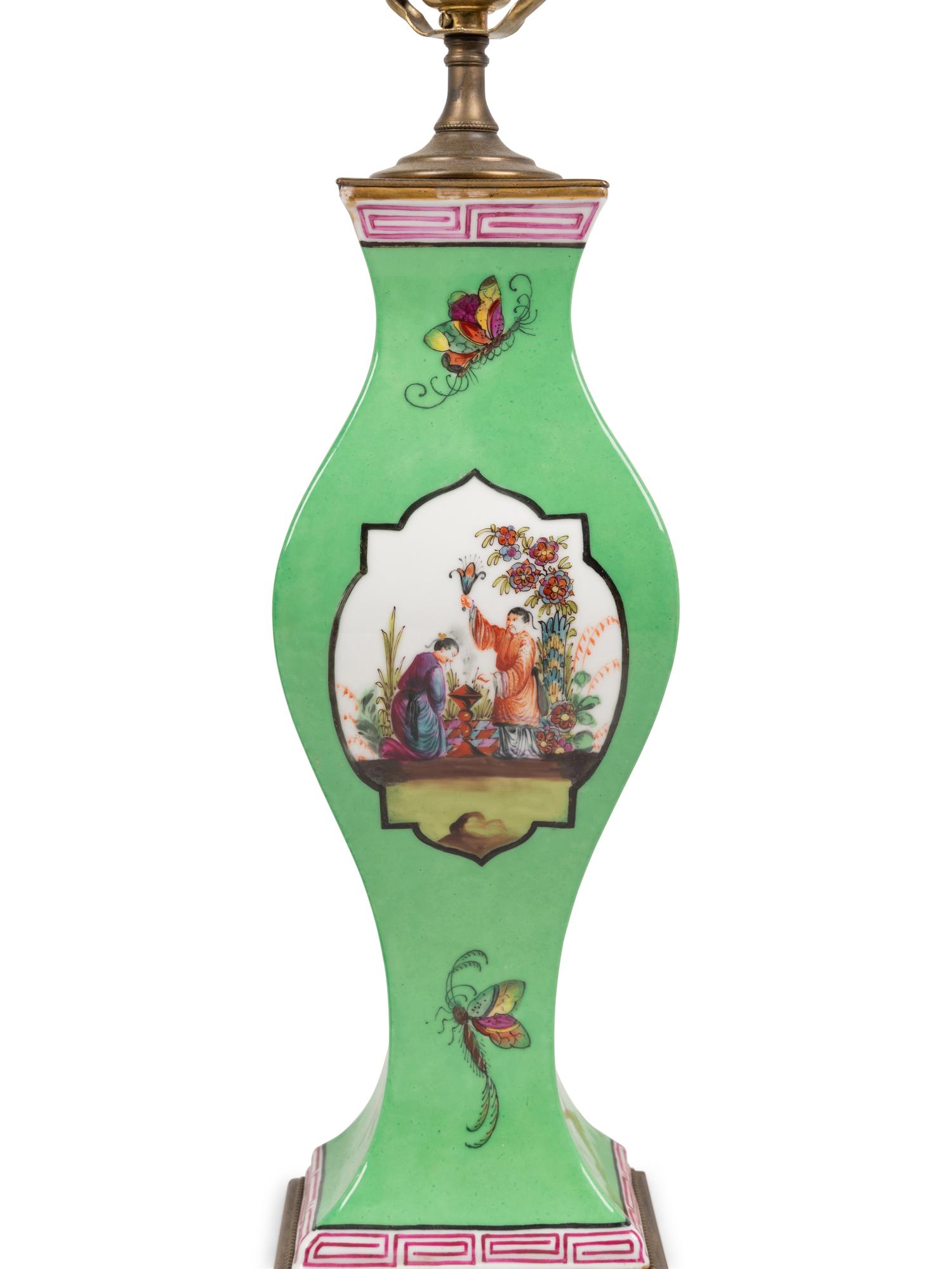 A Pair of Continental Porcelain Lamps in the Chinese Taste