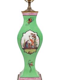 A Pair of Continental Porcelain Lamps in the Chinese Taste