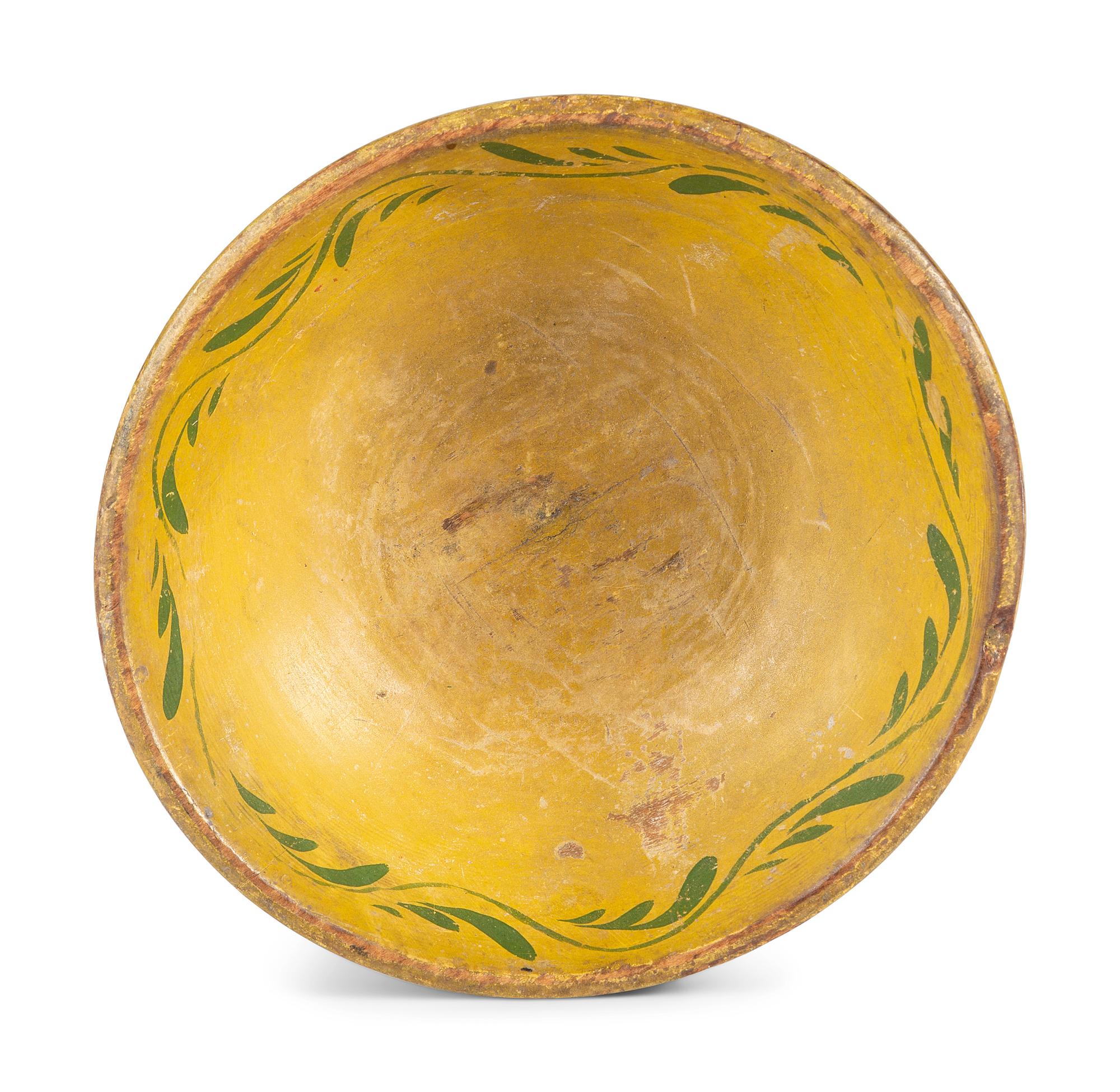 A Scarce Miniature Chromium Yellow Bowl with Green Floral Motif