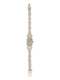 HAMILTON, PLATINUM AND DIAMOND WATCH