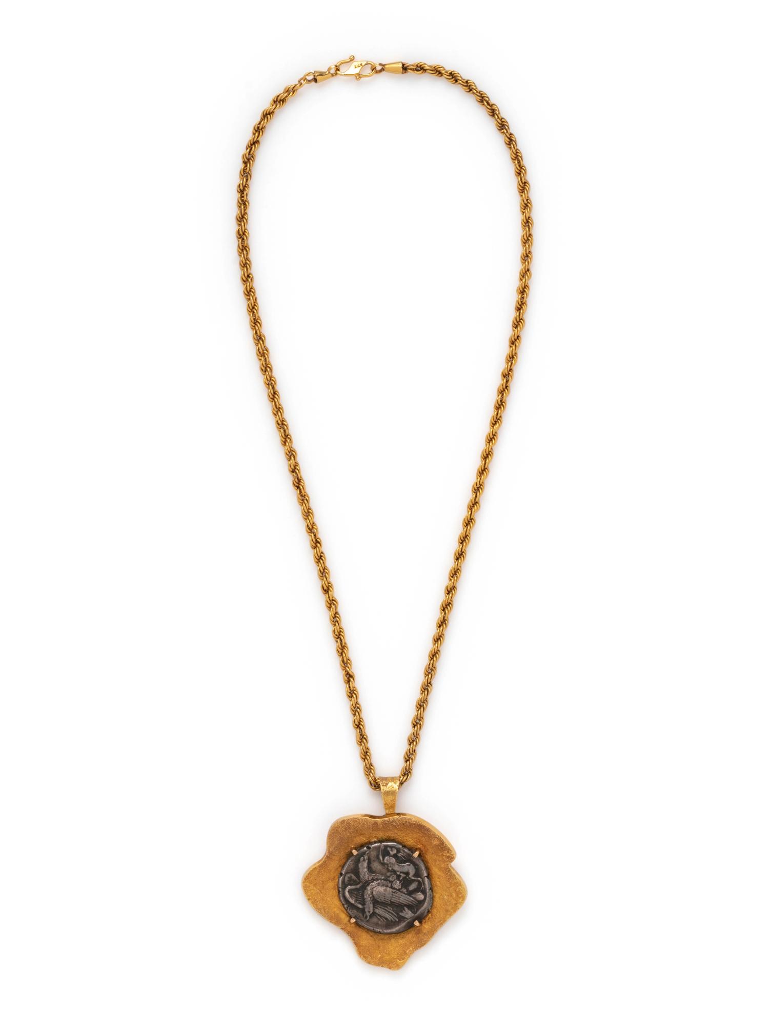 YELLOW GOLD AND ANCIENT GREEK COIN PENDANT/NECKLACE