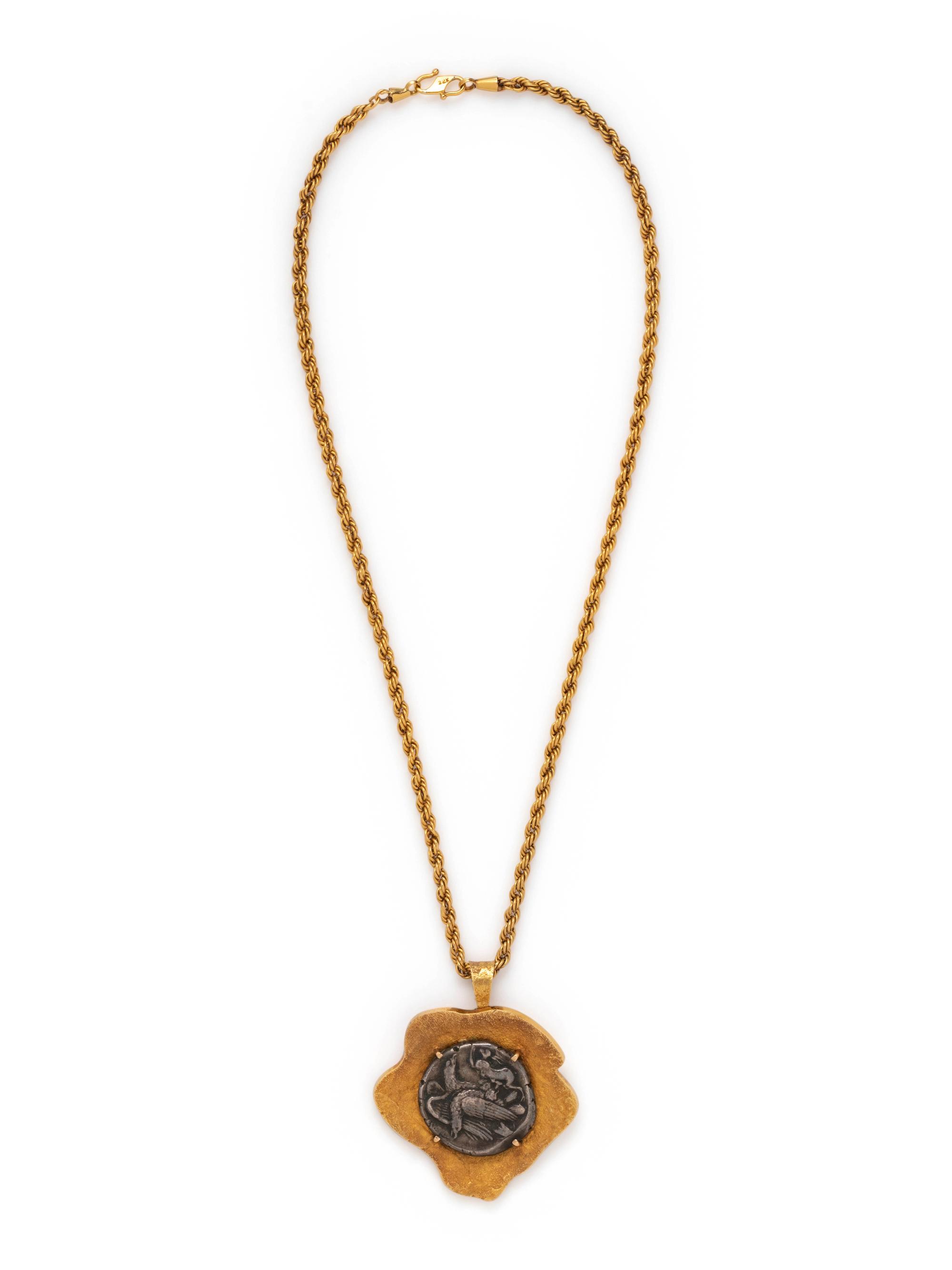 YELLOW GOLD AND ANCIENT GREEK COIN PENDANT/NECKLACE