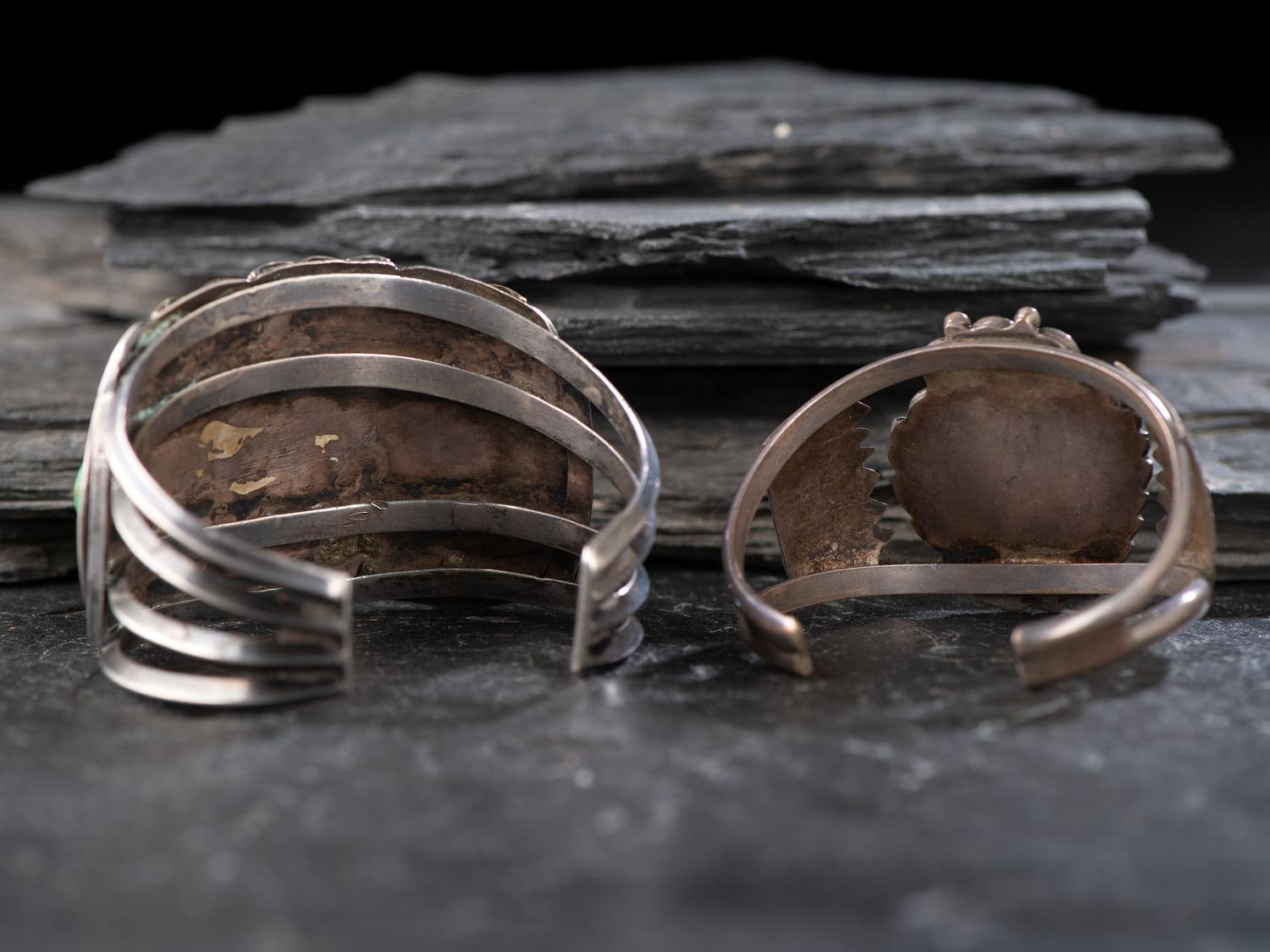 Navajo Silver and Turquoise Cuff Bracelets
