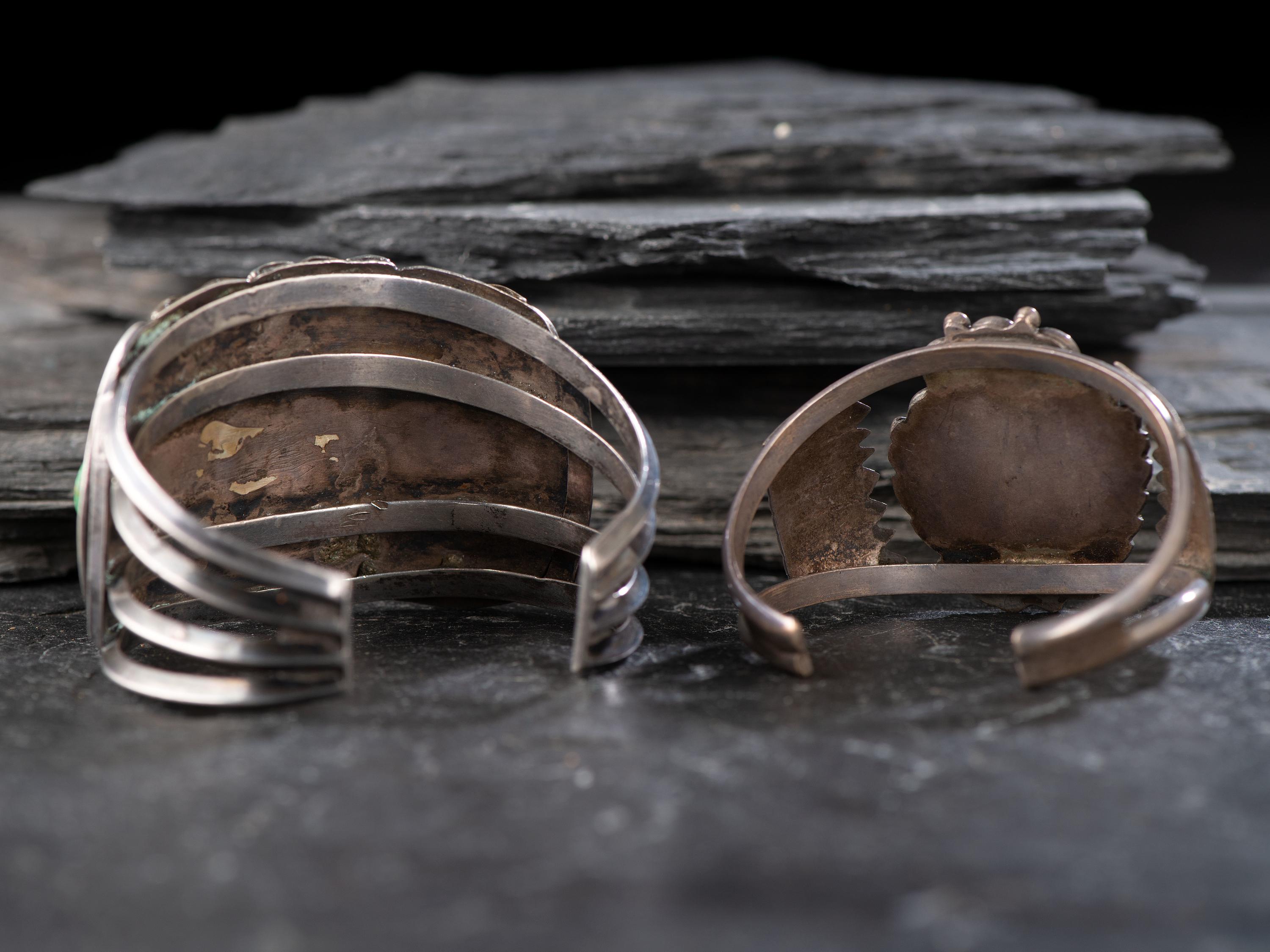 Navajo Silver and Turquoise Cuff Bracelets