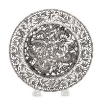 A Chinese Export Silver Tripod Dish