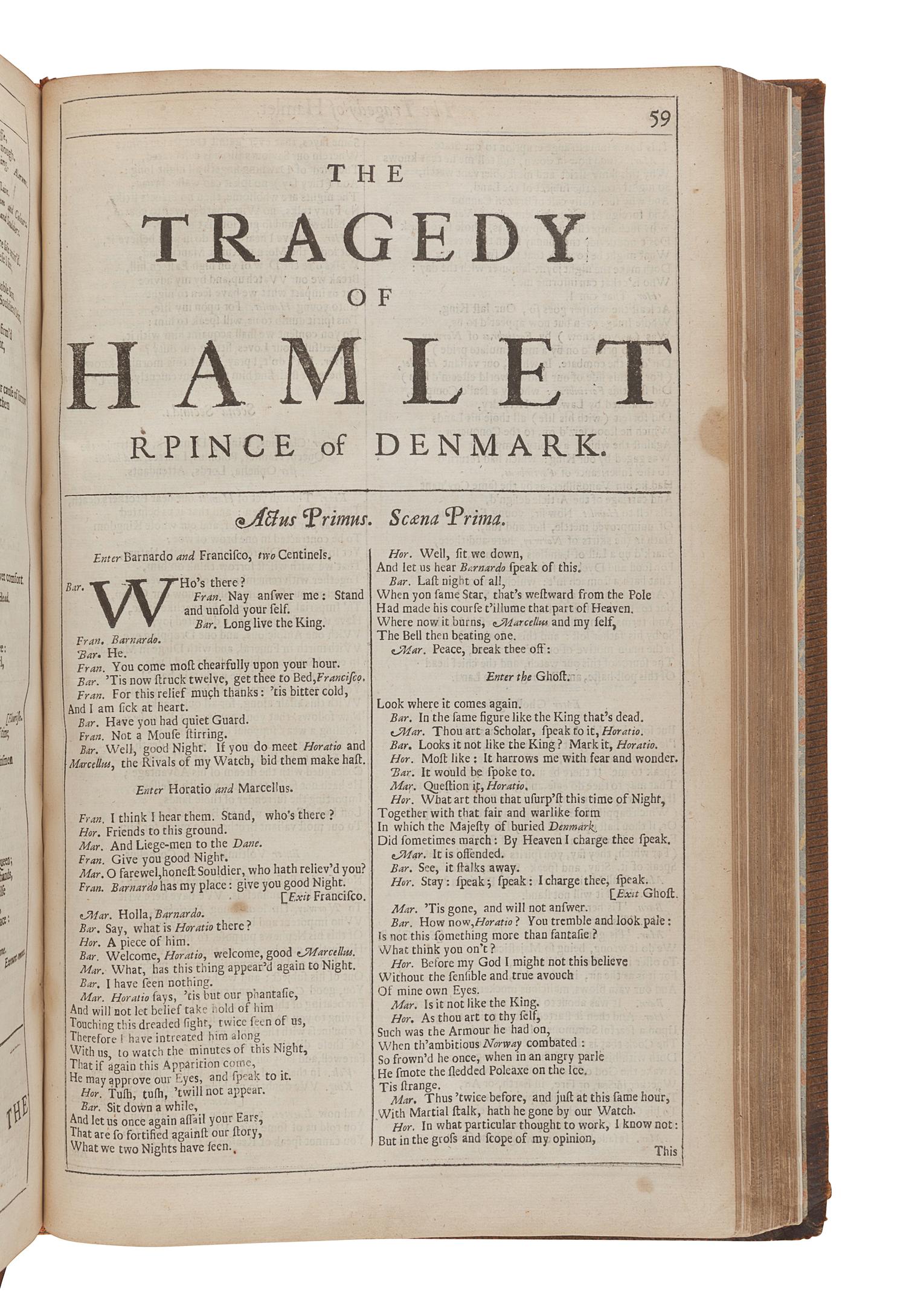 SHAKESPEARE, William (1564-1616). Mr. William Shakespear's Comedies, Histories, and Tragedies. Published according to the true Original Copies. Unto which is added, SEVEN PLAYS, Never before Printed in Folio . [London: Printed for H. Herringman, E. Brewster, and R. Bentley, 1685.]