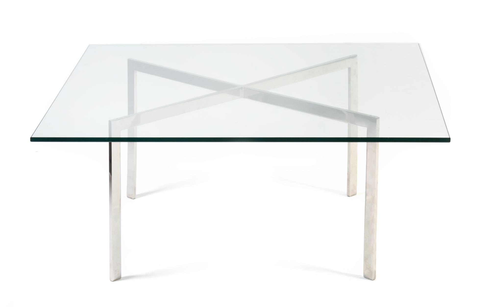 A Ludwig Mies van der Rohe Barcelona Low Table Height 28 1/2 x width 39 3/4 x depth 39 3/4 inches.