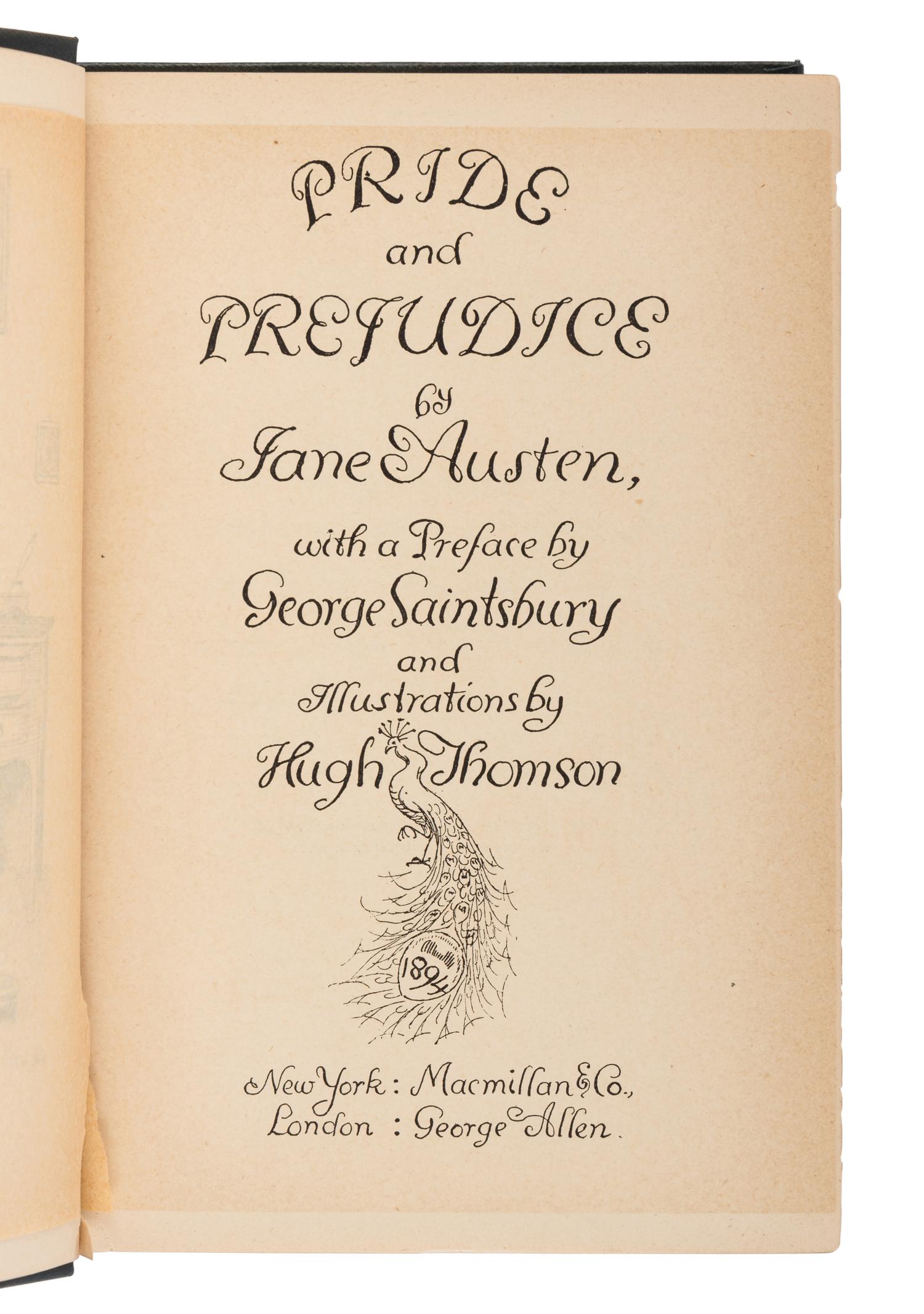 AUSTEN, Jane (1775-1817). Pride and Prejudice . Hugh Thomson, illustrator. New York and London: Macmillan & Co., and George Allen, 1894.