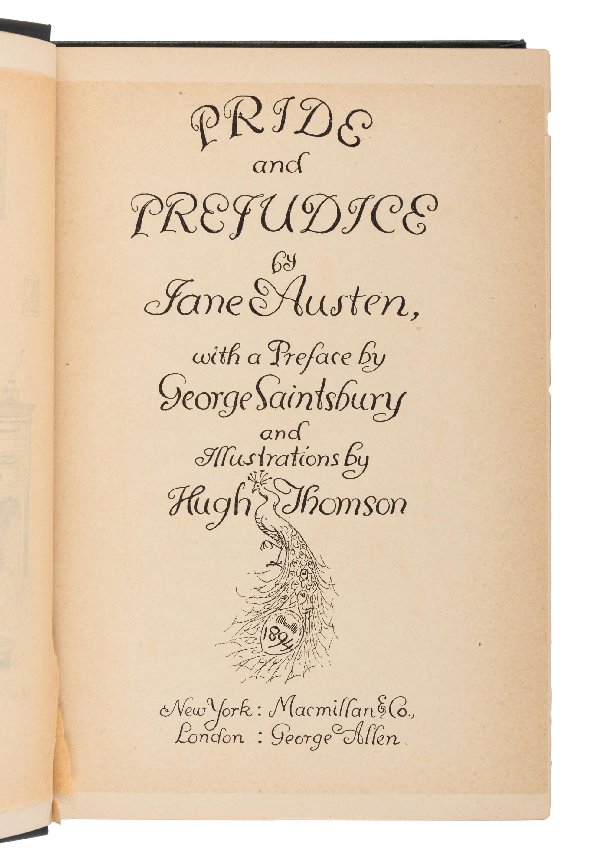 AUSTEN, Jane (1775-1817). Pride and Prejudice . Hugh Thomson, illustrator. New York and London: Macmillan & Co., and George Allen, 1894.