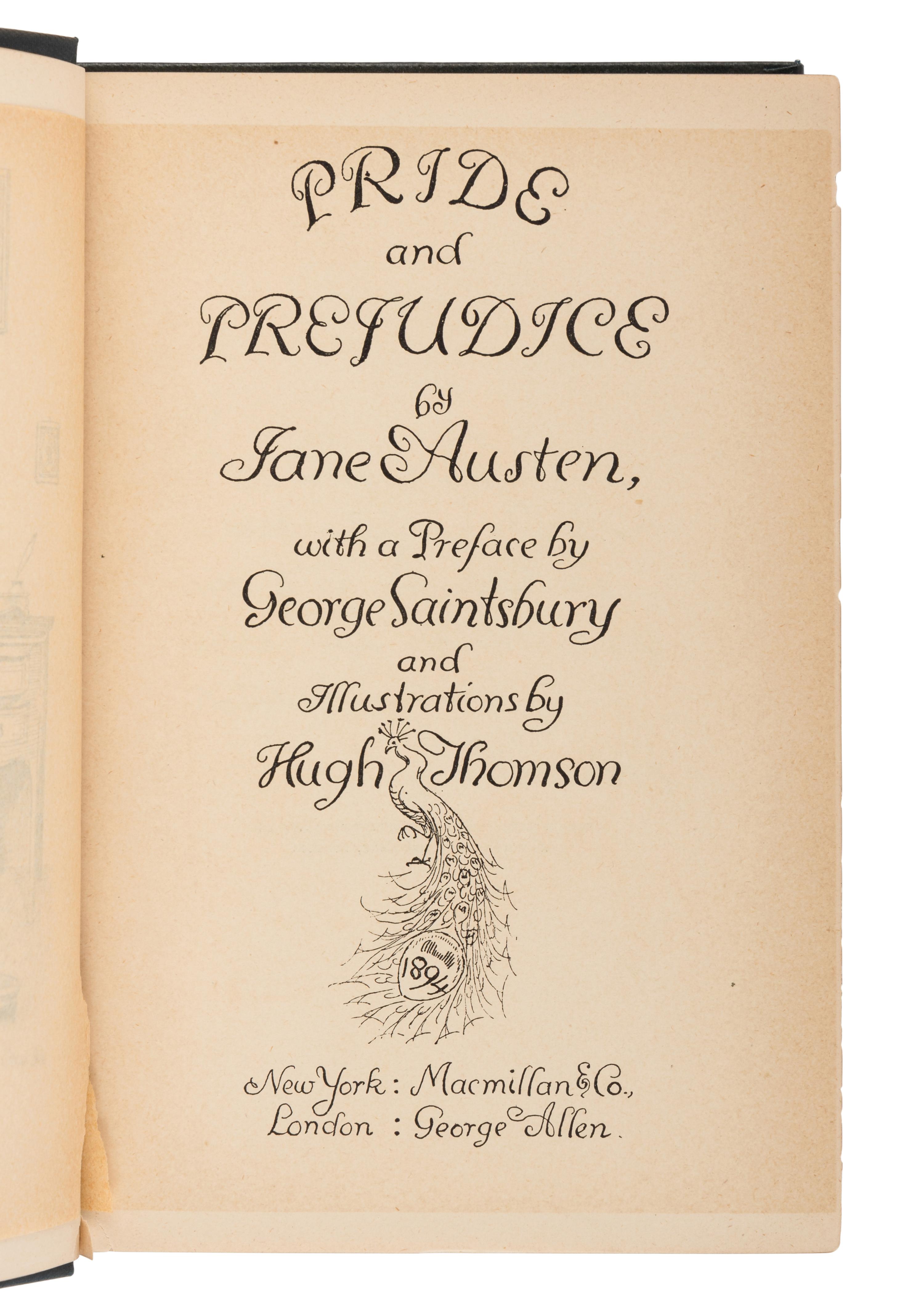 AUSTEN, Jane (1775-1817). Pride and Prejudice . Hugh Thomson, illustrator. New York and London: Macmillan & Co., and George Allen, 1894.