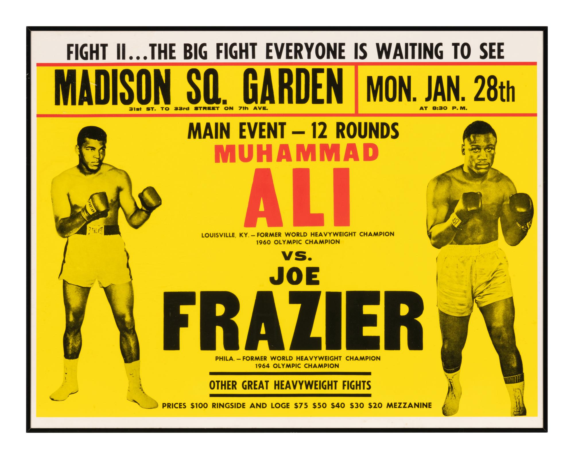 A Muhammad Ali vs. Joe Frazier 1974 Madison Square Garden On Site Fight Poster