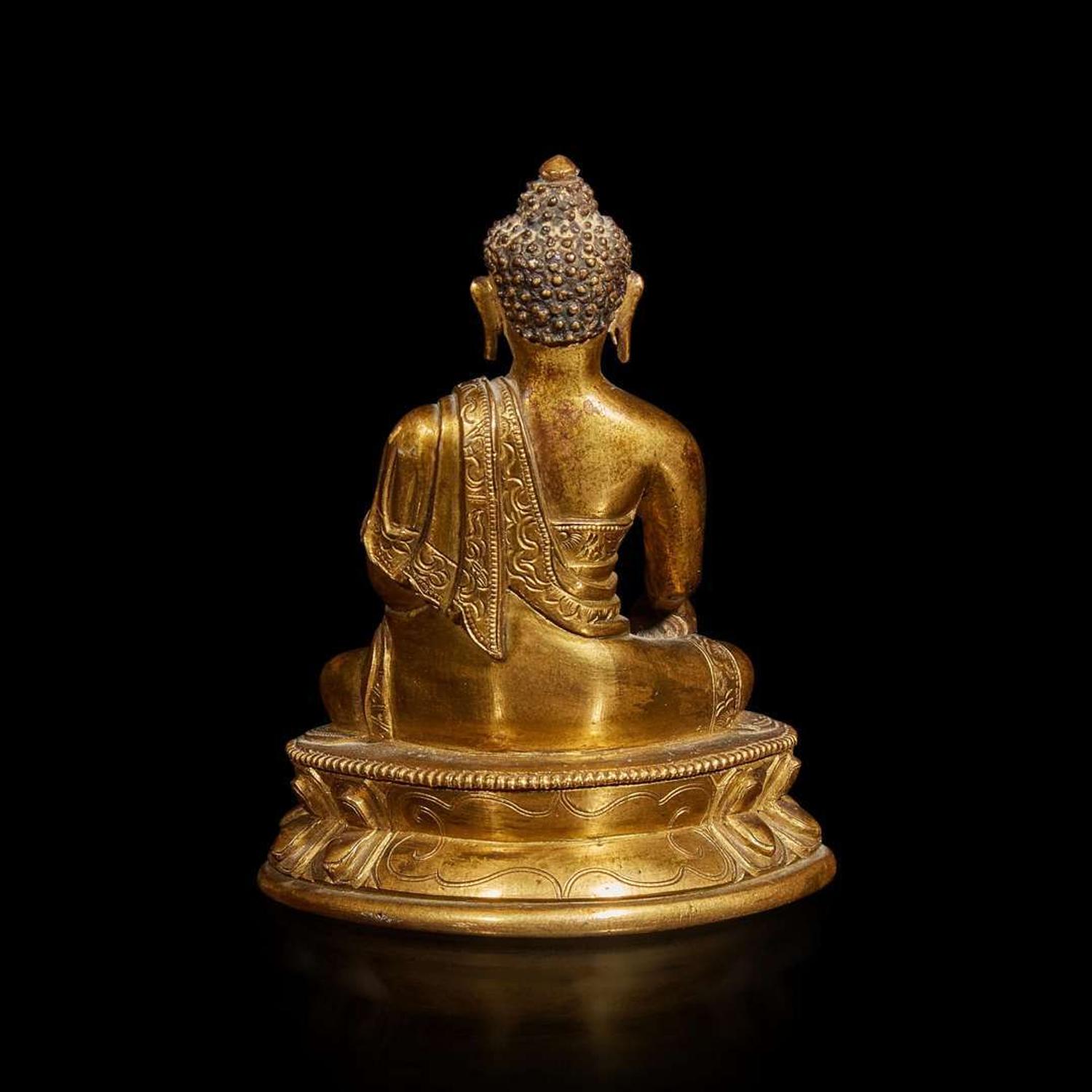 A Tibeto-Chinese gilt bronze Buddha 藏傳佛教銅鎏金佛造像 18th century ????