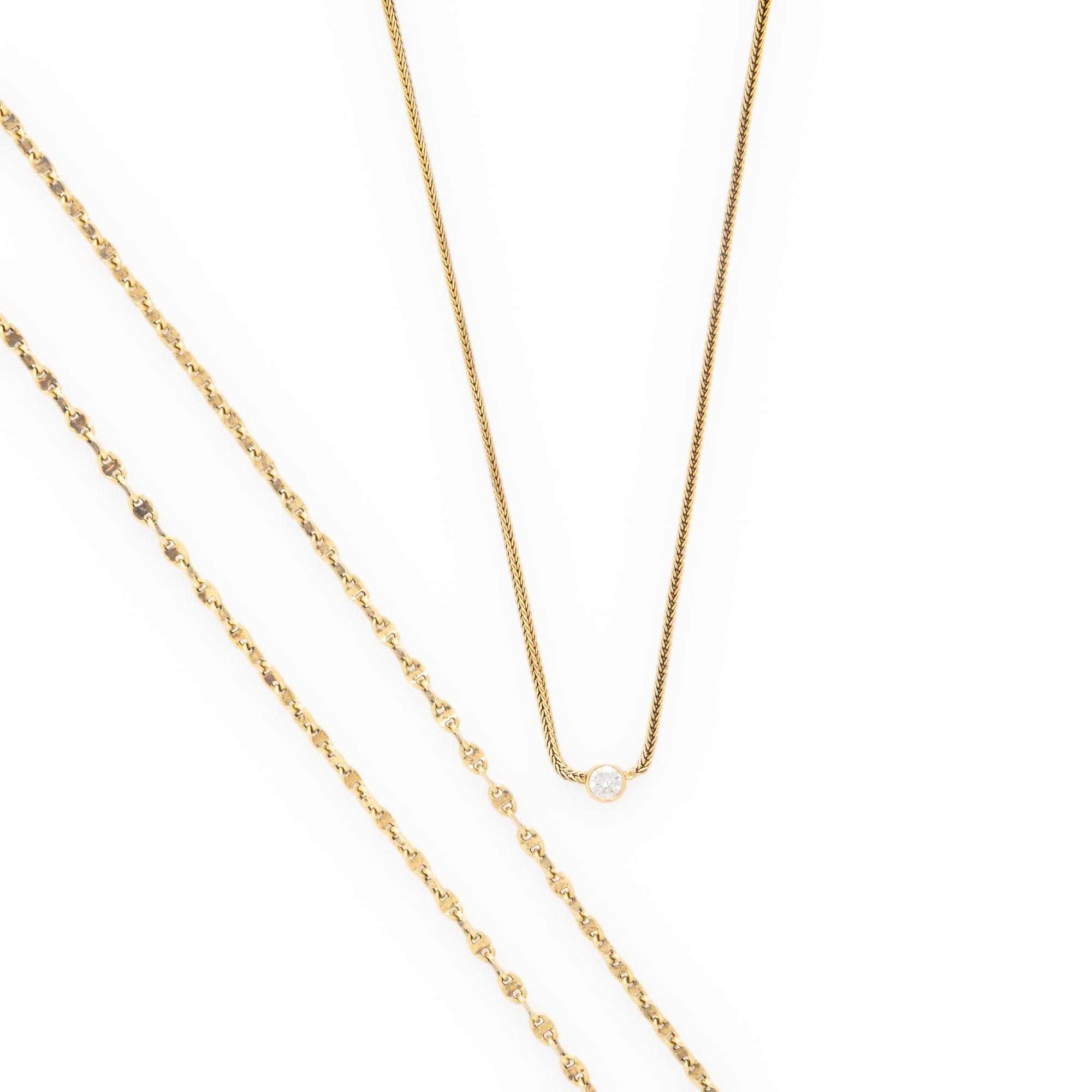 Two Yellow Gold Chain Necklaces
