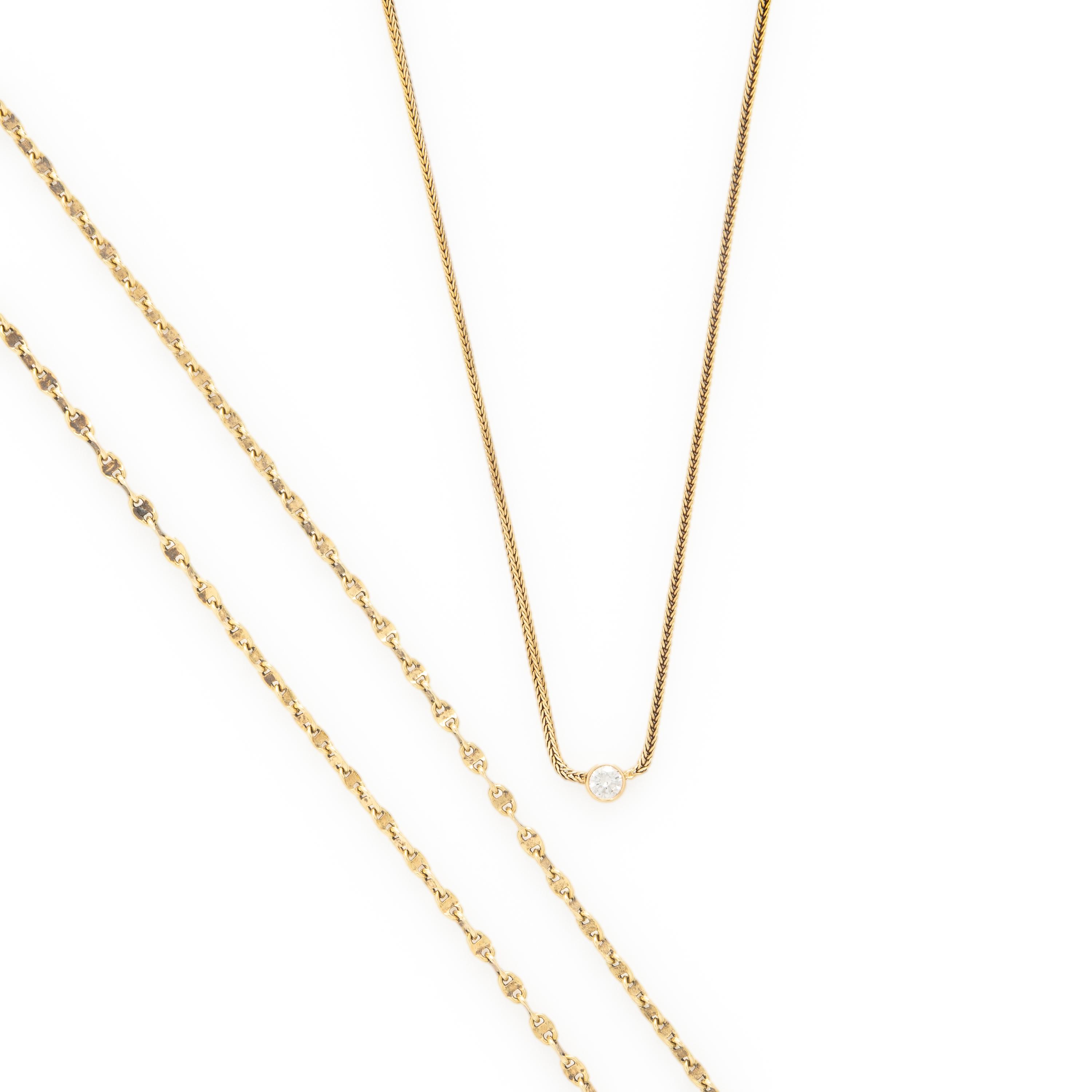 Two Yellow Gold Chain Necklaces