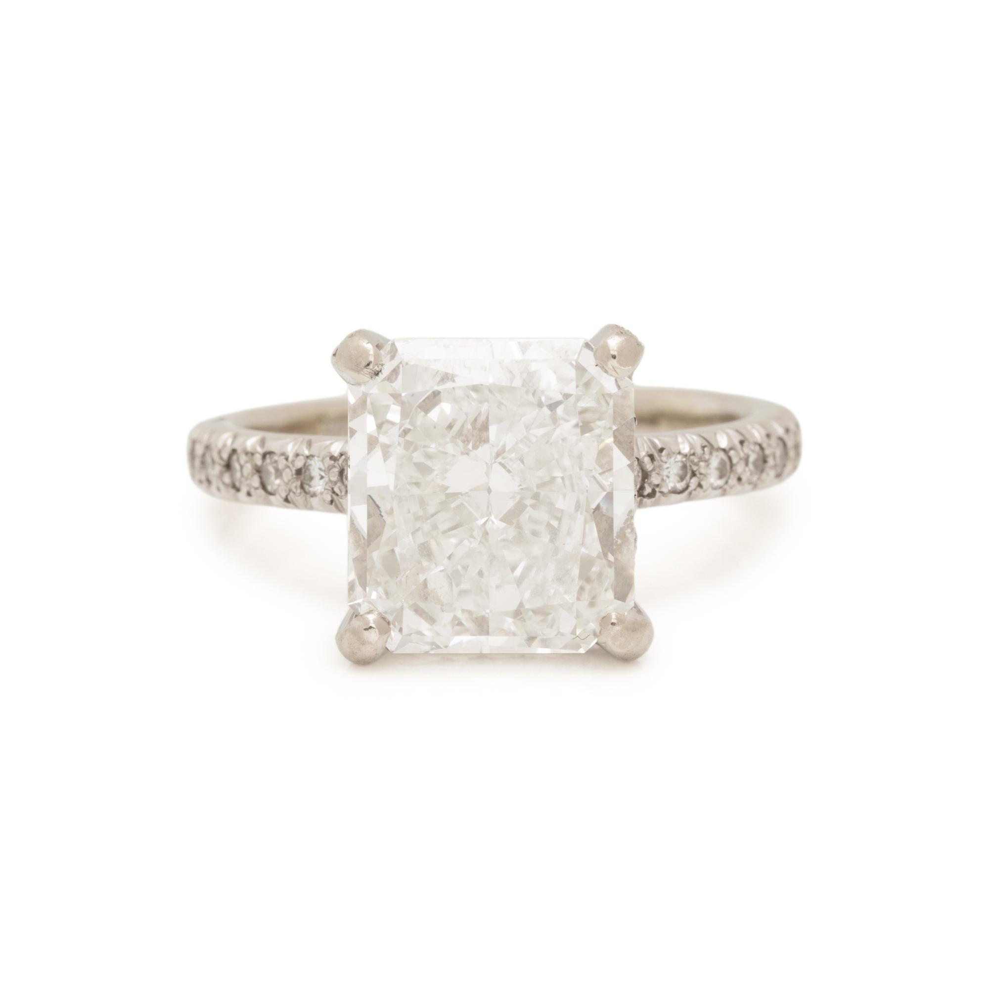 RADIANT CUT DIAMOND AND DIAMOND RING
