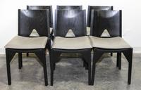 A Set of Six Modern Cerused Wood Chairs. Height 31 1/2 inches.