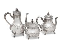 A French Silver Three-Piece Tea and Coffee Service