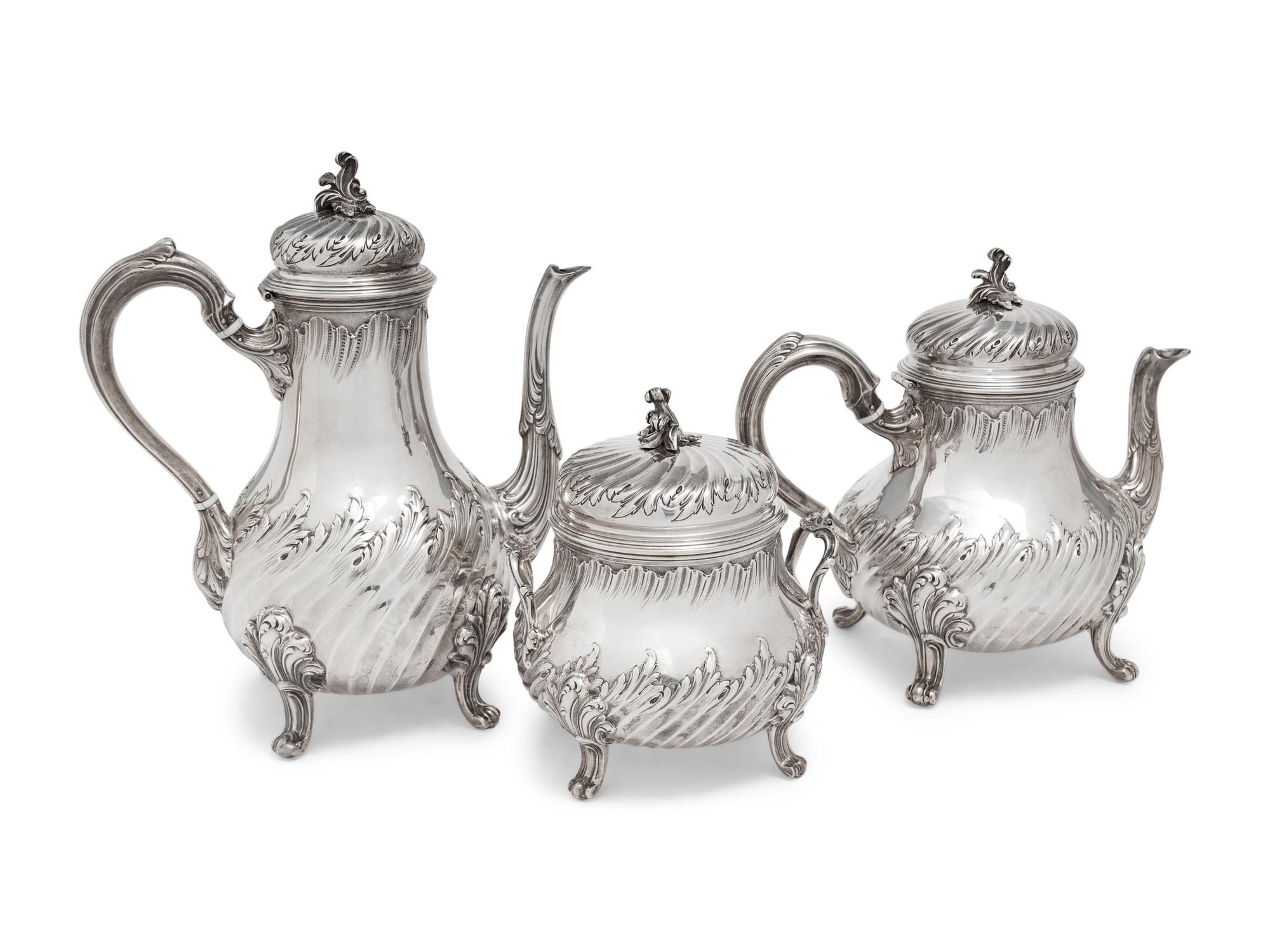 A French Silver Three-Piece Tea and Coffee Service