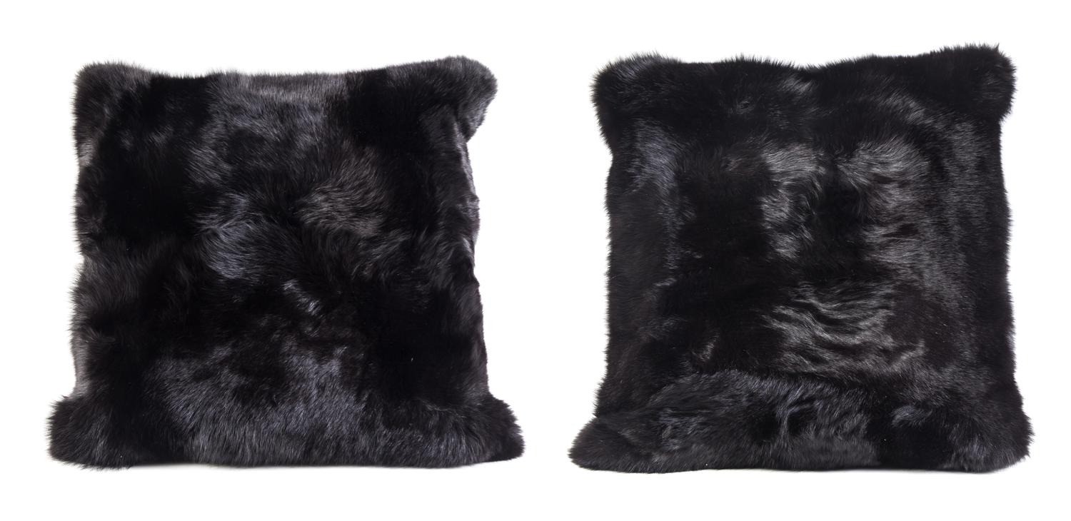 A Fox Fur Throw and a Pair of Fox Fur Pillows Throw 5 feet 8 inches x 5 feet 8 inches. — RALPH LAUREN