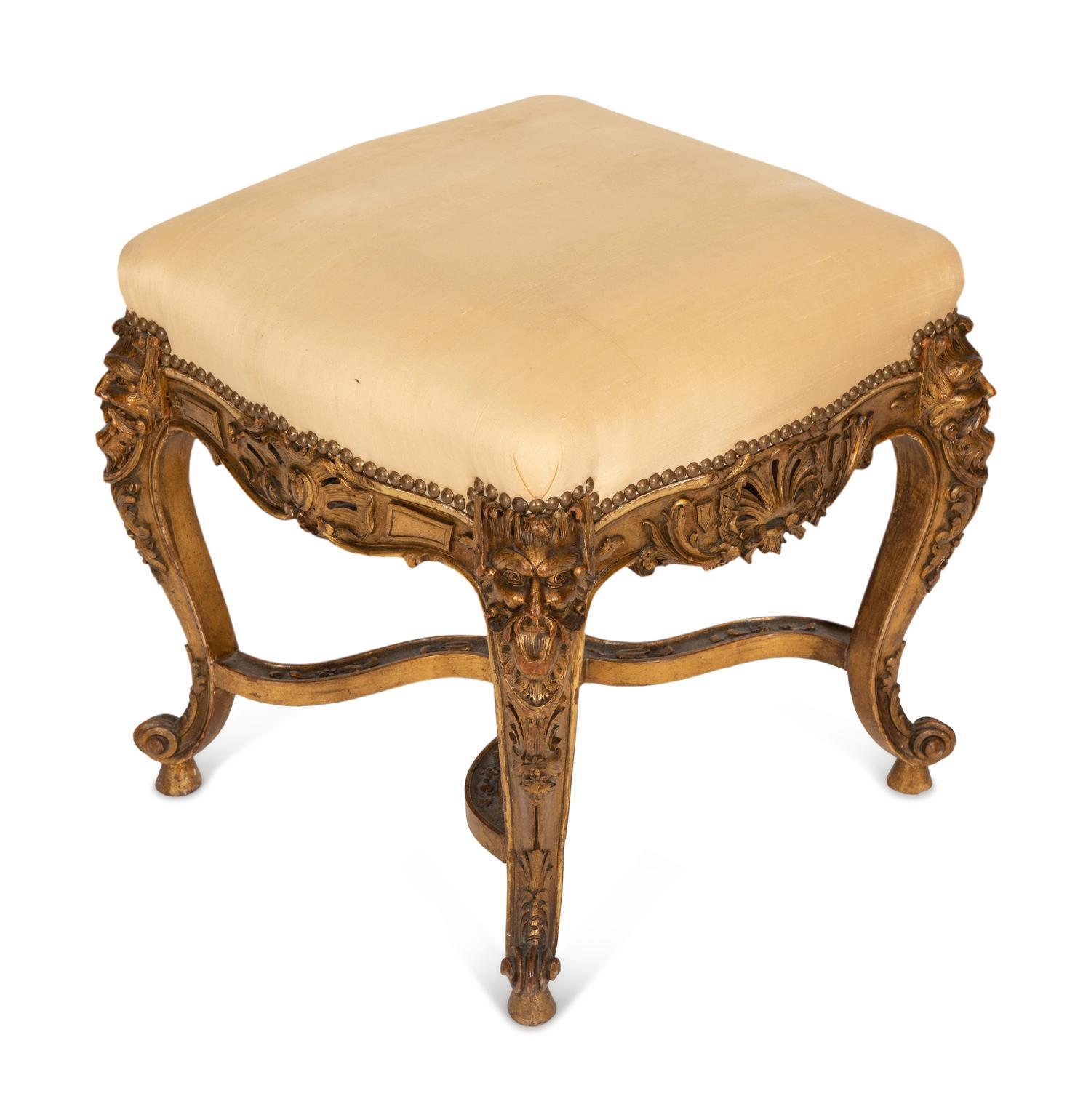 An Italian Carved Giltwood Stool