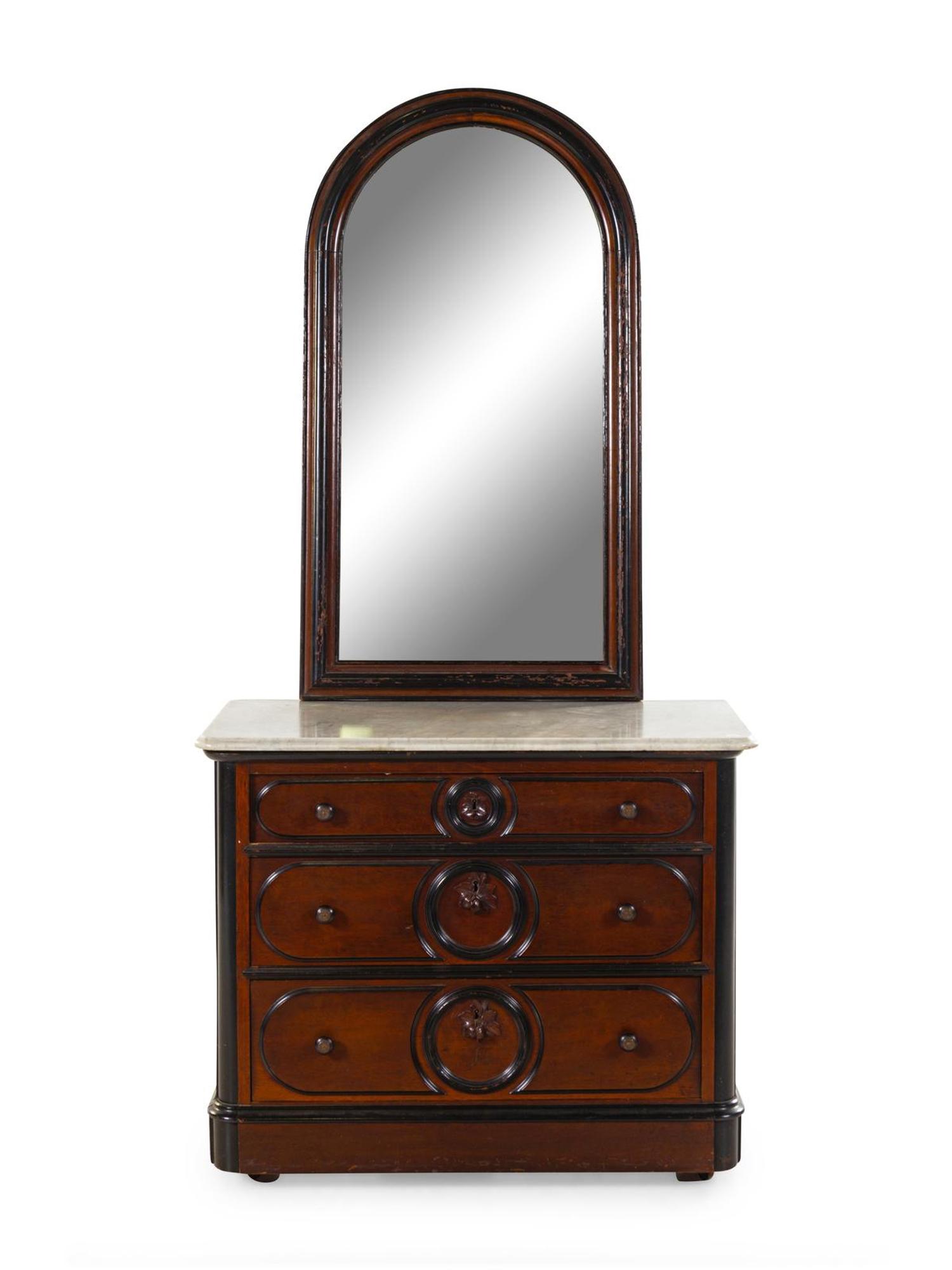 A Victorian Parcel Ebonized Walnut Bedroom Suite