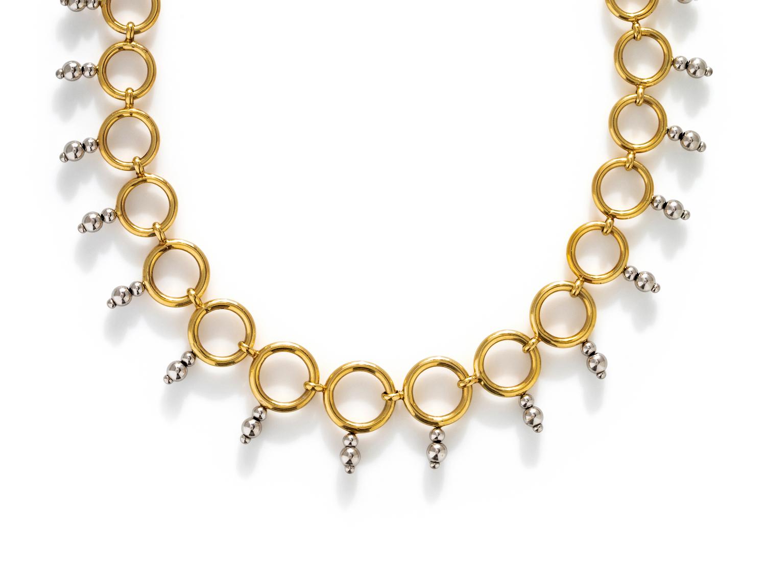 BICOLOR GOLD CIRCLE NECKLACE