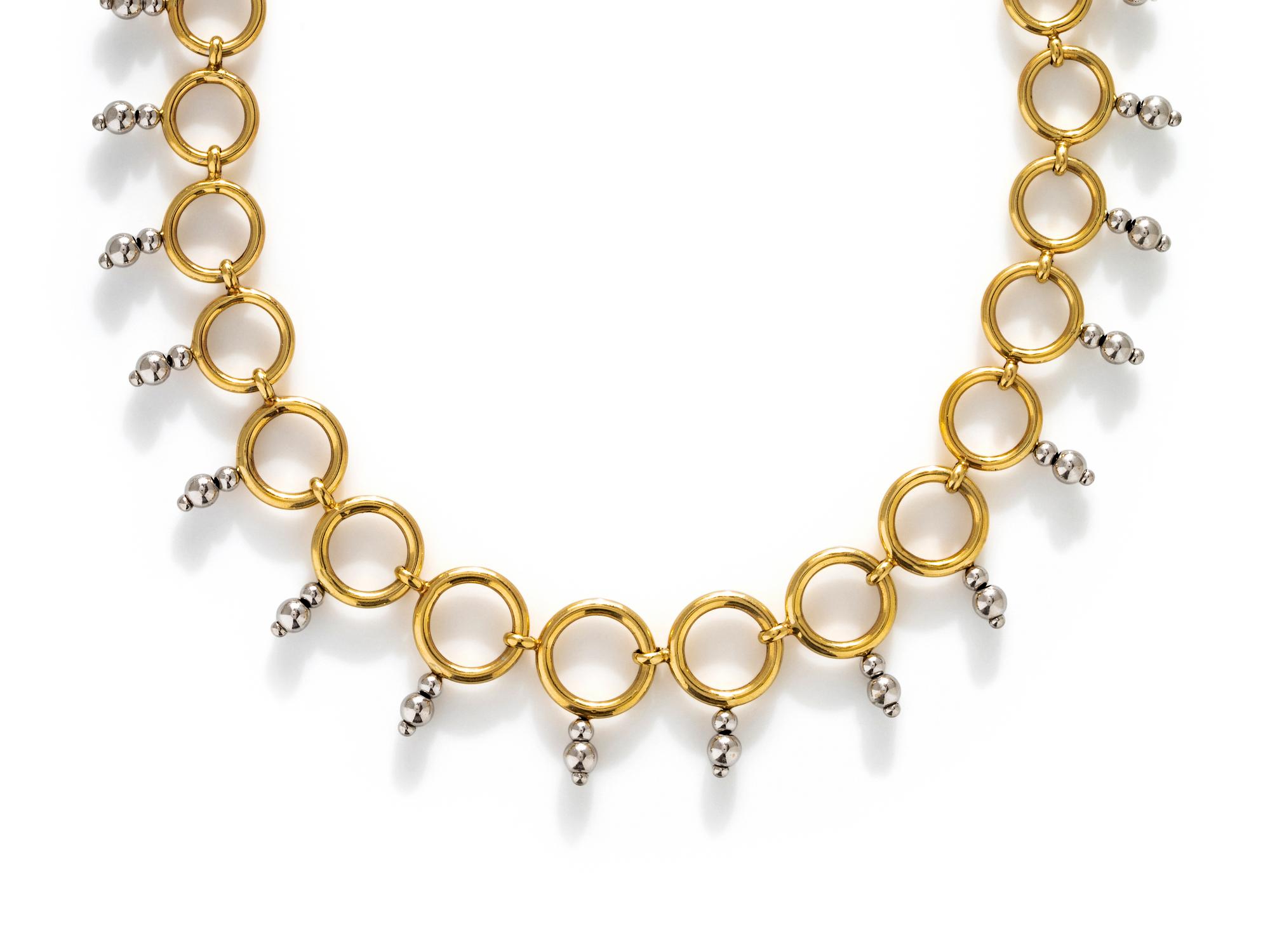 BICOLOR GOLD CIRCLE NECKLACE
