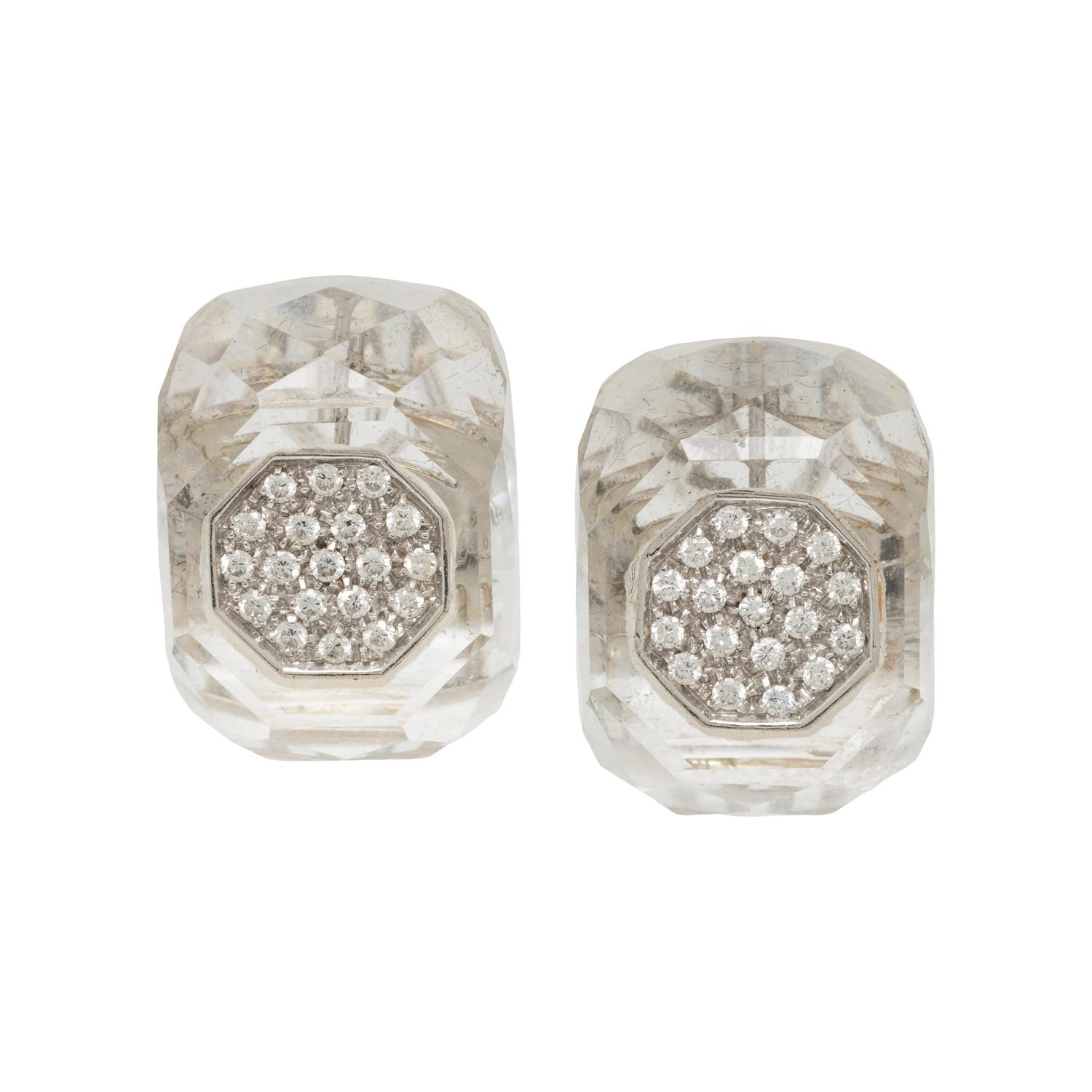 ROCK CRYSTAL AND DIAMOND EARRINGS