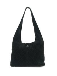 Chanel Black Suede Shoulder Hobo Bag