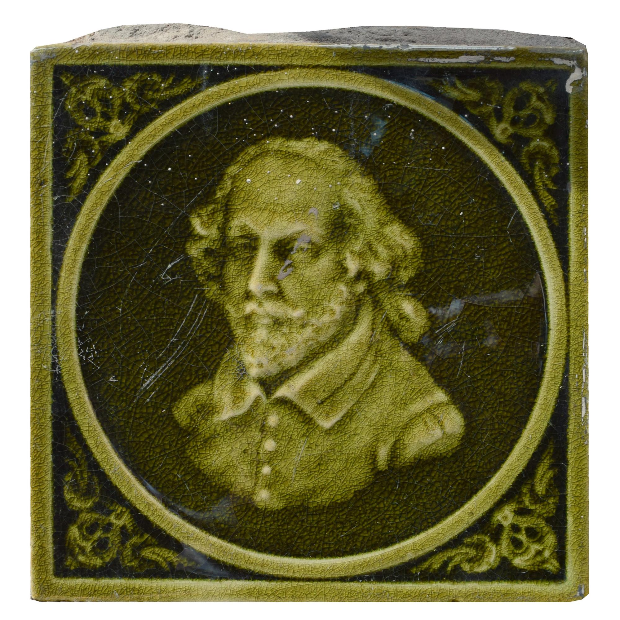 A Set of Two Glazed Ceramic Tiles by Hamilton Tile Work 6" W x .5" D x 6" H — United States, Late 19th Century