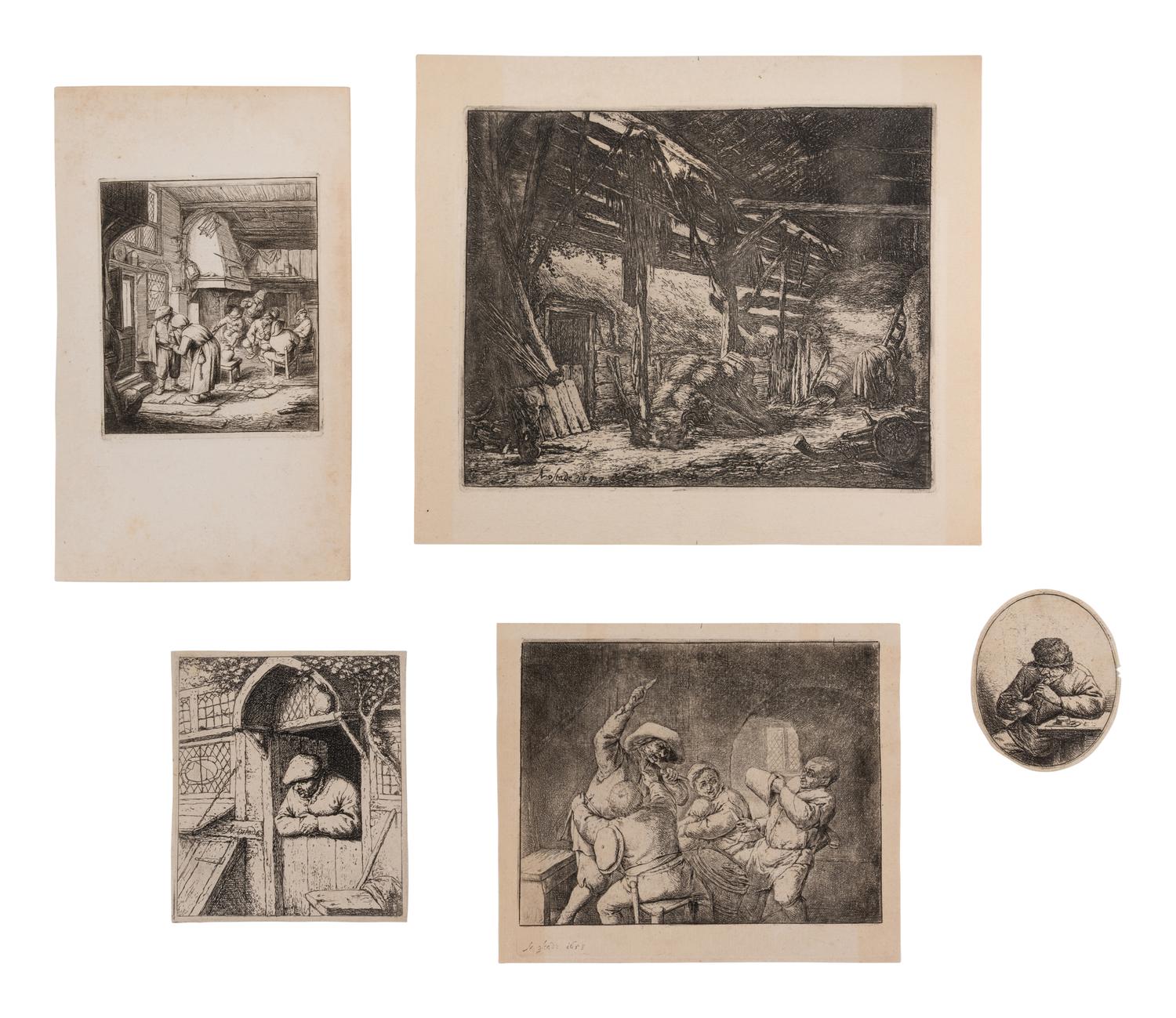 OSTADE, Adrian Van (1610-1685). A group of 7 engraved prints by or after Ostade, including:
