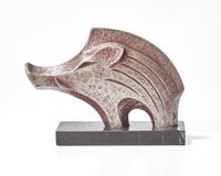 Kobayashi Shomin (Japanese, 1912-1994) - Marble Wild Boar Sculpture, 20th Century