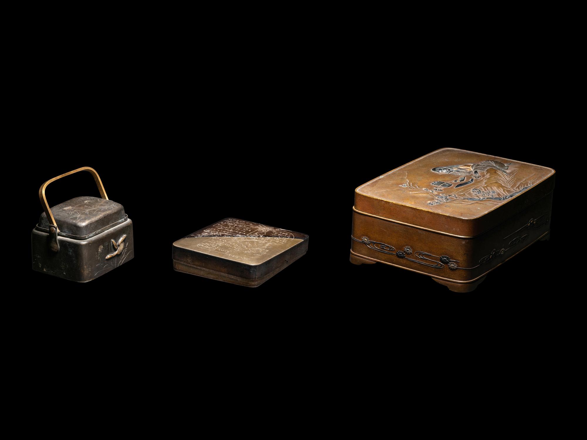 Three Japanese Mixed Metal Articles