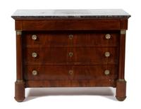 A French Empire Style Mahogany Marble Top Chest Height 36 x width 47 x depth 23 inches. — SECOND QUARTER 19TH CENTURY