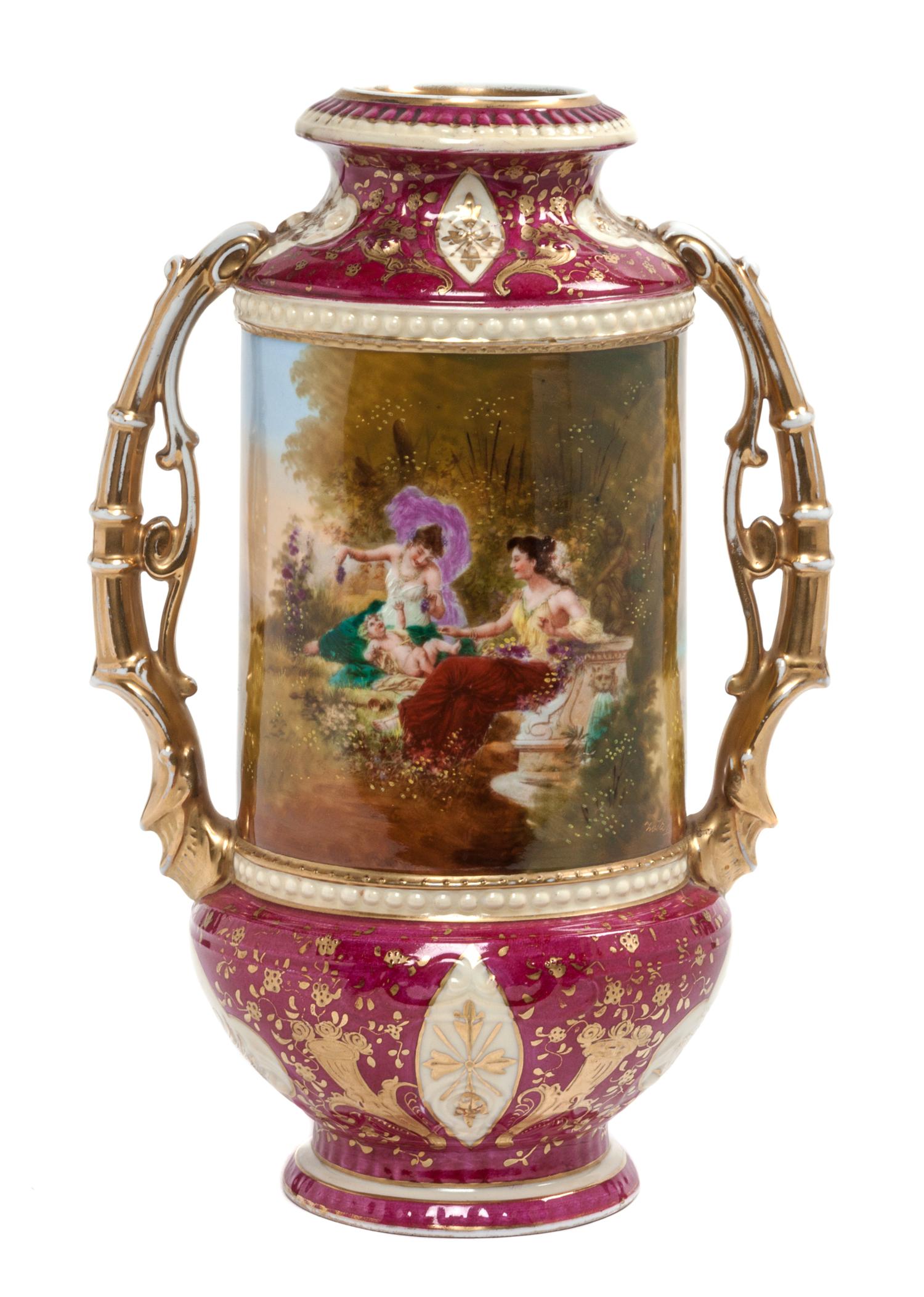 A Royal Vienna Style Porcelain Vase Height 11 1/2 inches. — 20TH CENTURY