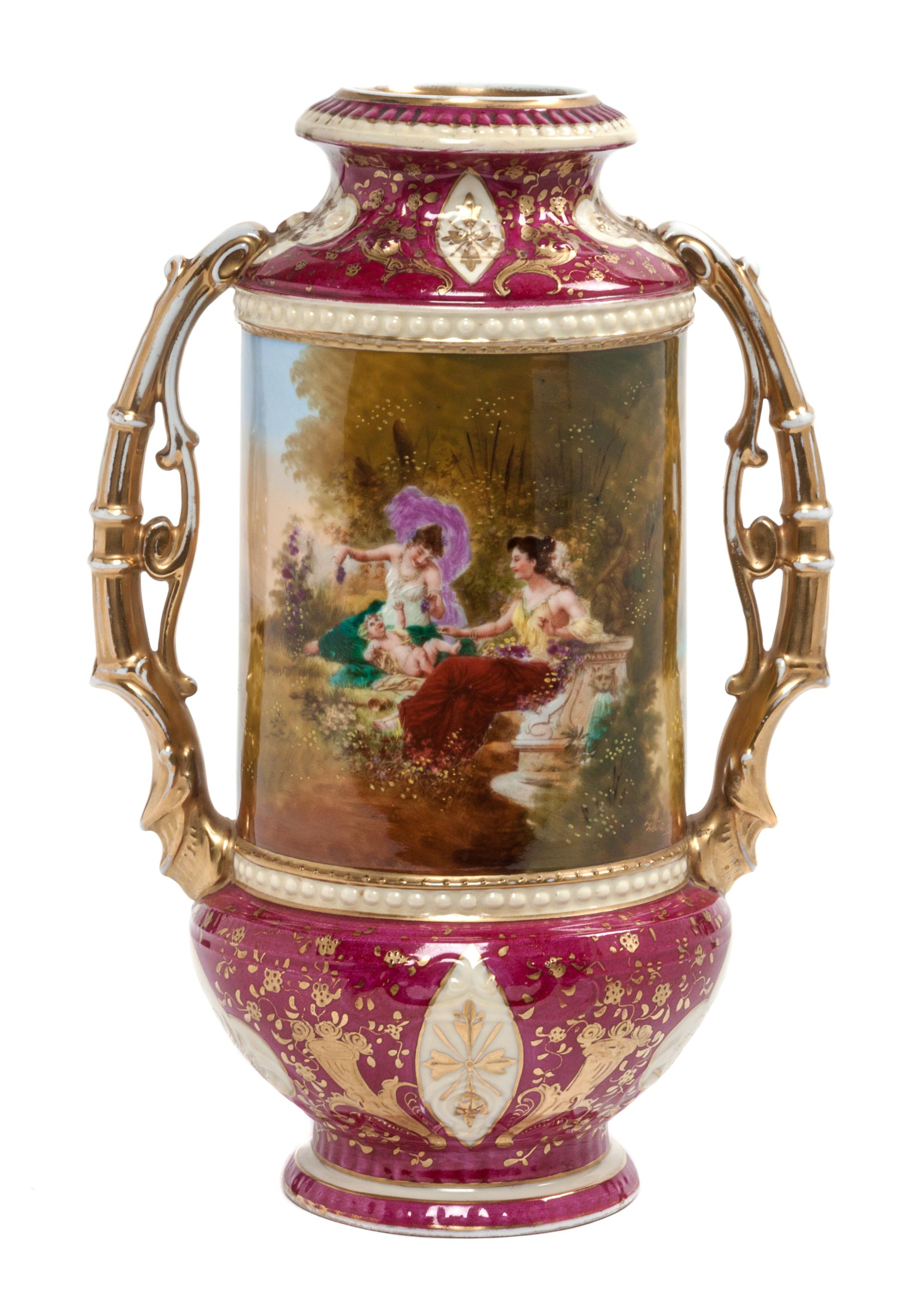 A Royal Vienna Style Porcelain Vase Height 11 1/2 inches. — 20TH CENTURY