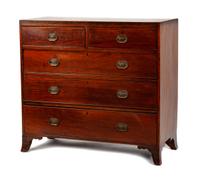 A Georgian Style Mahogany Chest of Drawers Height 38 5/8 x width 41 1/2 x depth 18 3/4 inches. — 19TH CENTURY