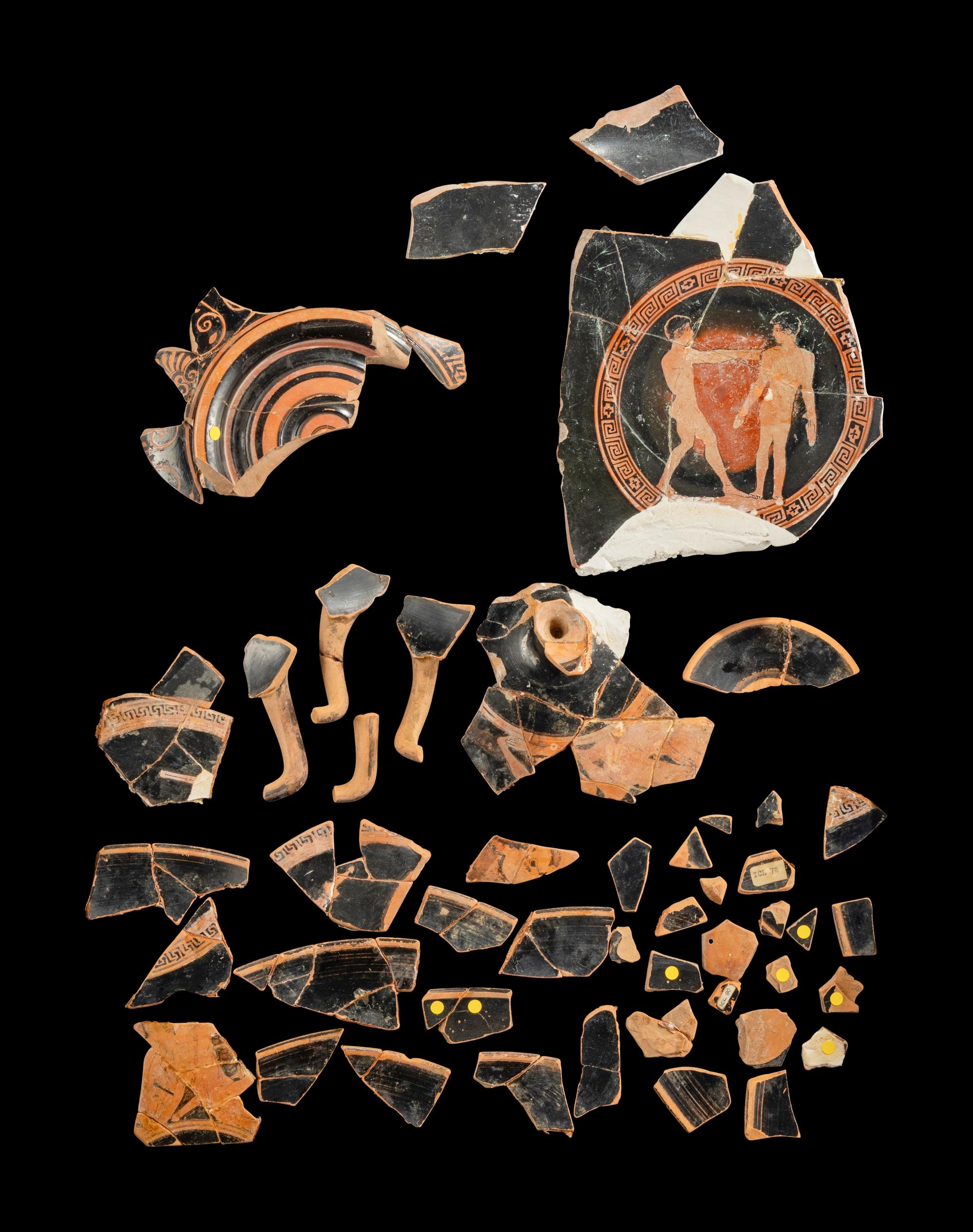 46 Attic Red-Figured Fragments from Three Cups