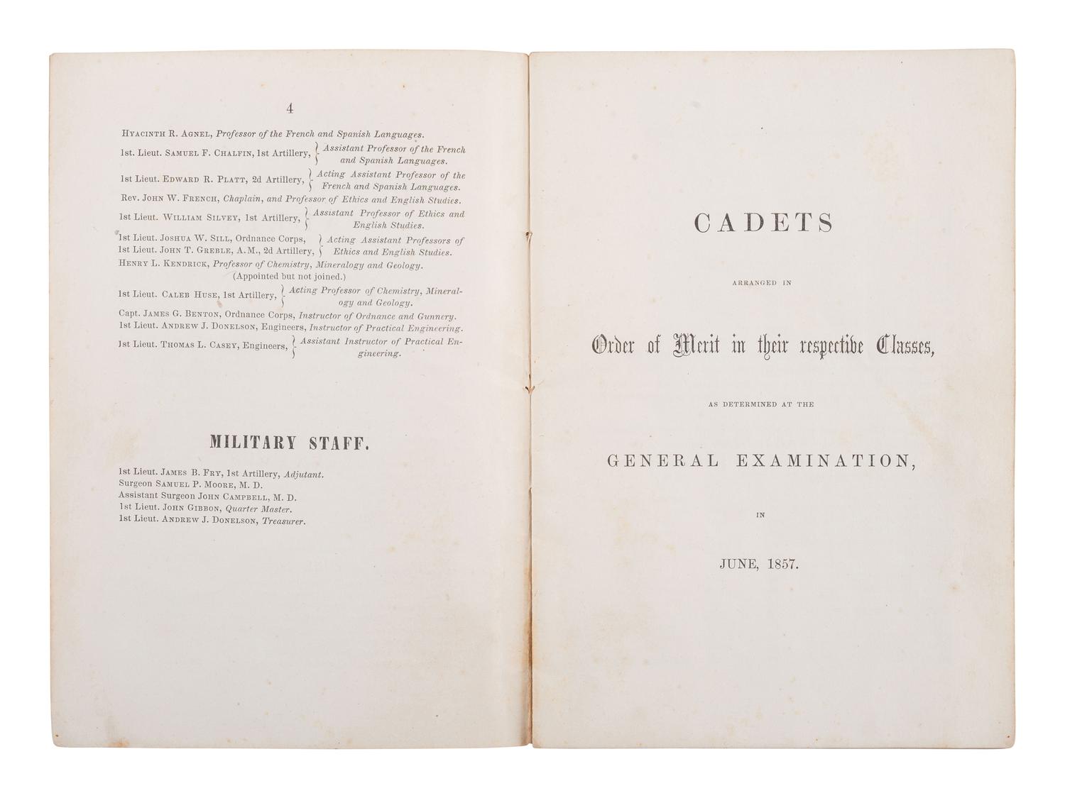 [CIVIL WAR]. Register of the Officers & Cadets of the U.S. Military Academy. 1857. With notations.