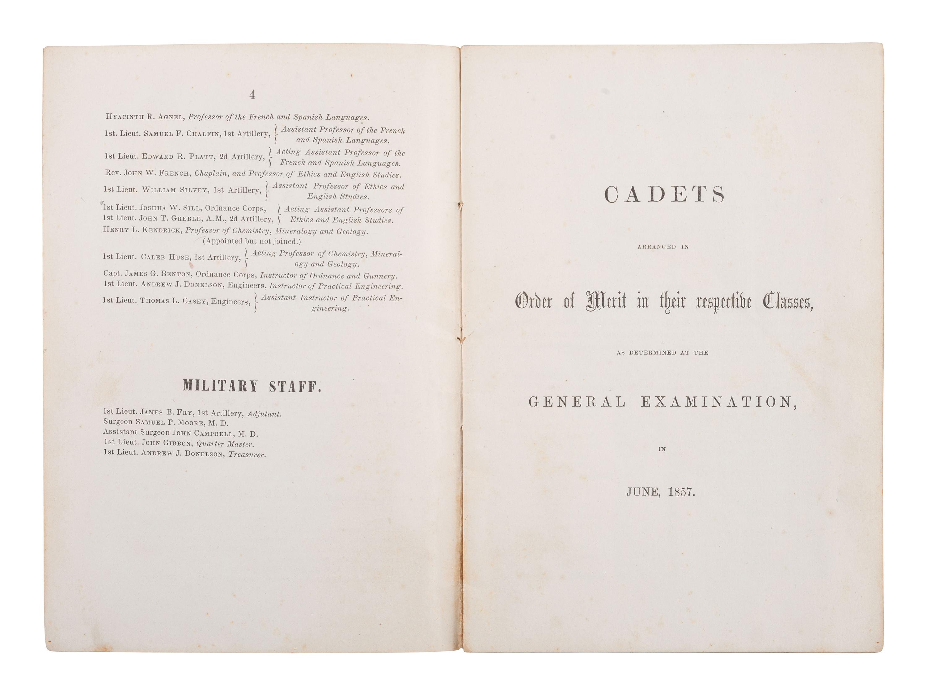 [CIVIL WAR]. Register of the Officers & Cadets of the U.S. Military Academy. 1857. With notations.