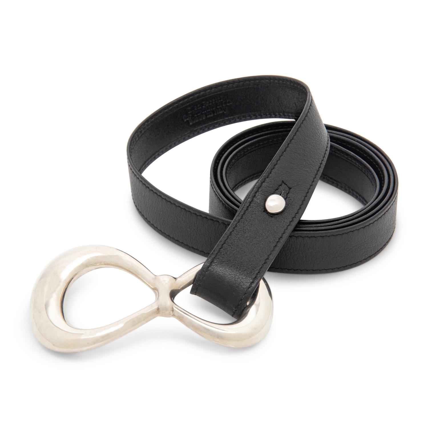 Elsa Peretti, Tiffany & Co,; Infinity Buckle & Black Leather Belt