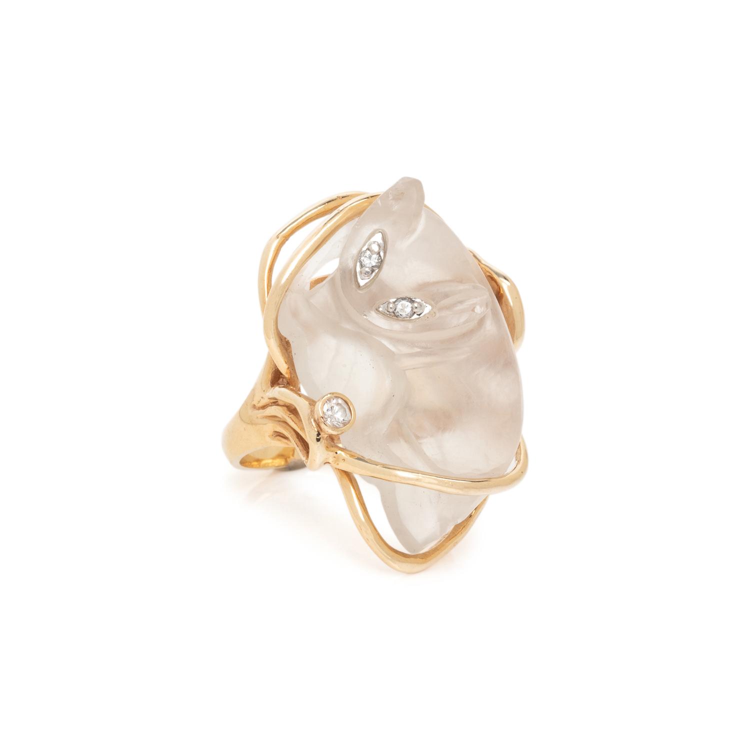 ROCK CRYSTAL CAT RING