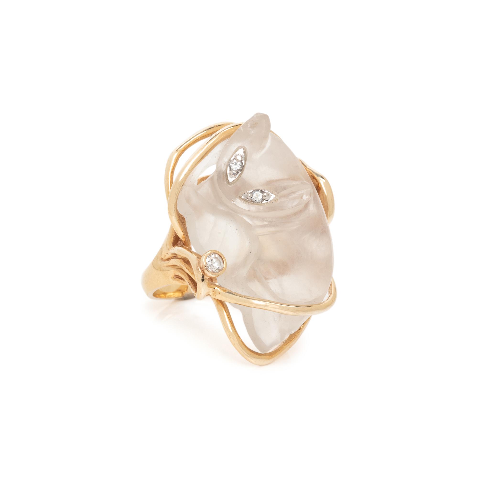 ROCK CRYSTAL CAT RING
