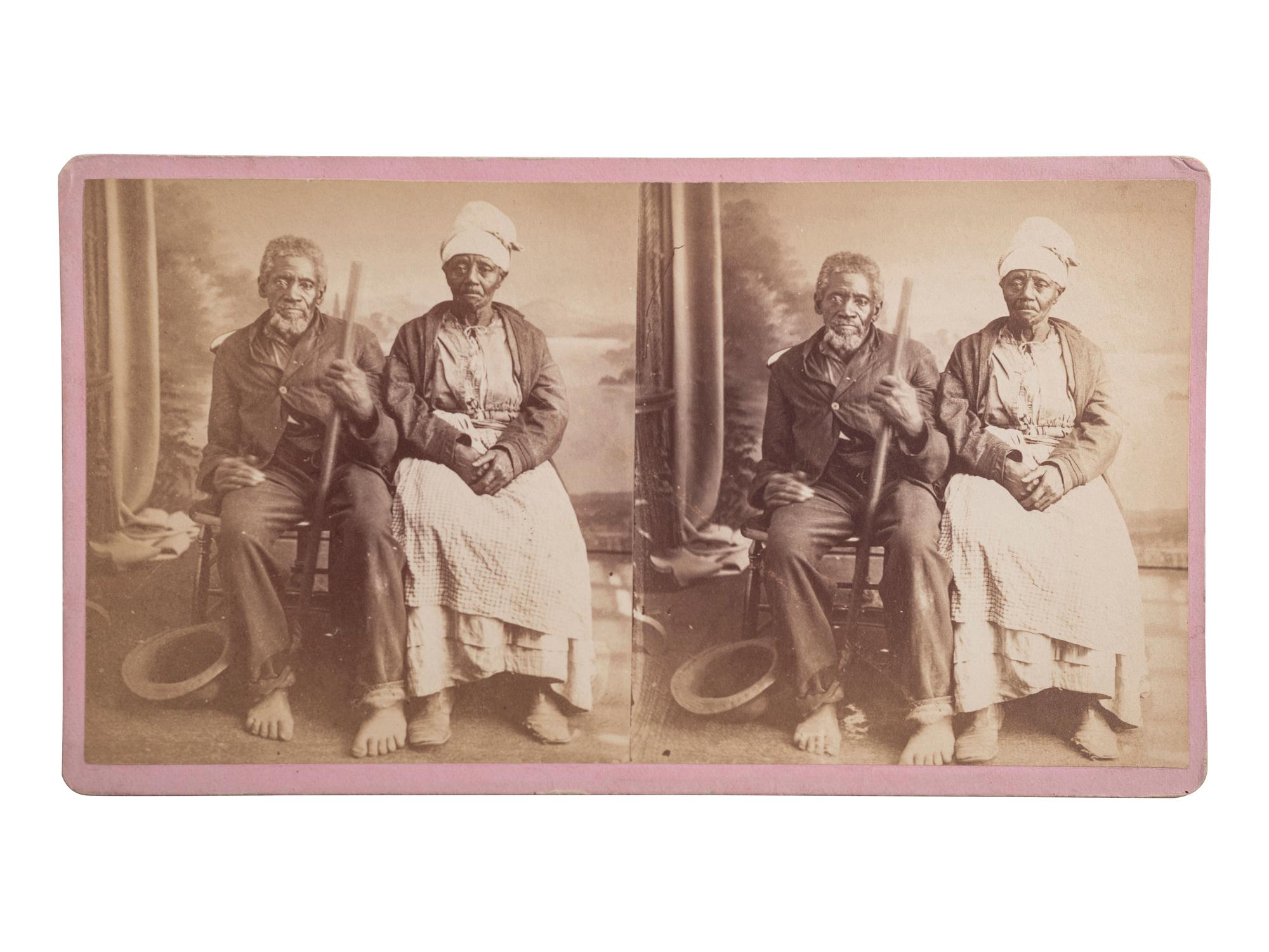 [AFRICAN AMERICANA]. HAVENS, O. P., photographer. Jack and Abby Landlord, aged 100 and 110 years . Savannah, GA: n.d.