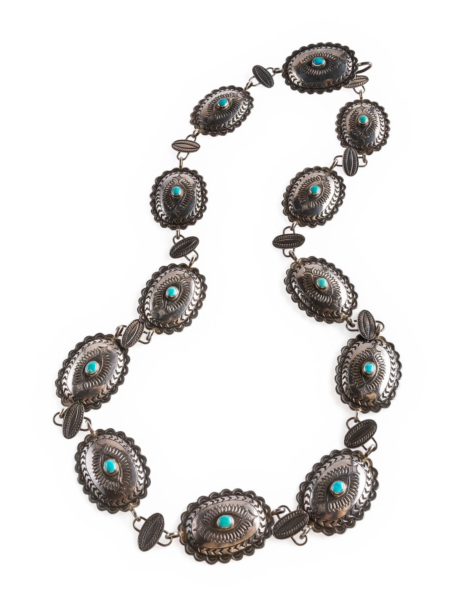 Navajo Silver and Turquoise Link Concha Belt