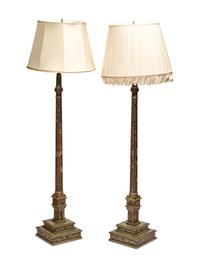 A Pair of George III Green and Red-Painted Column Architectural Elements