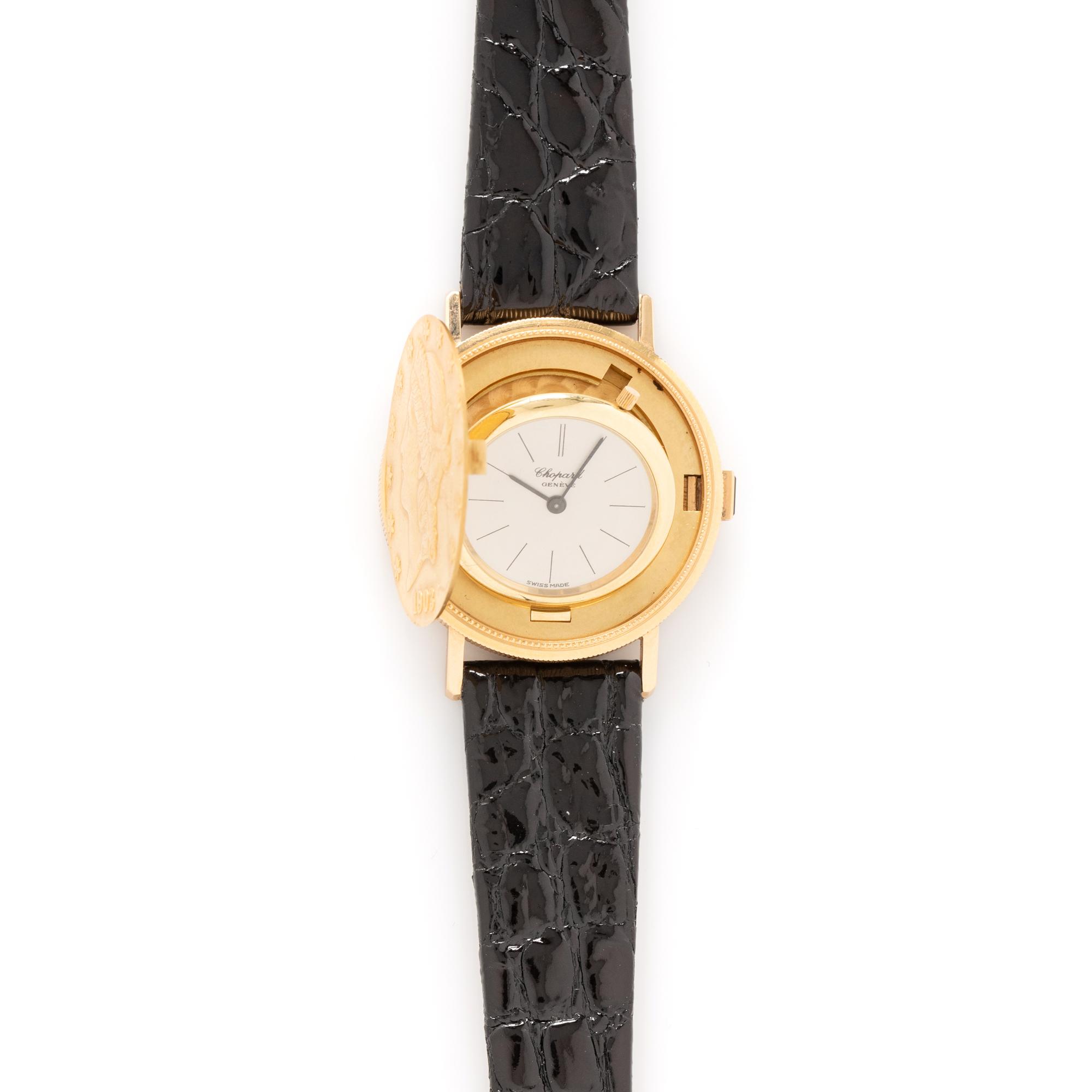 CHOPARD, 18K YELLOW GOLD HIDDEN DIAL COIN WATCH