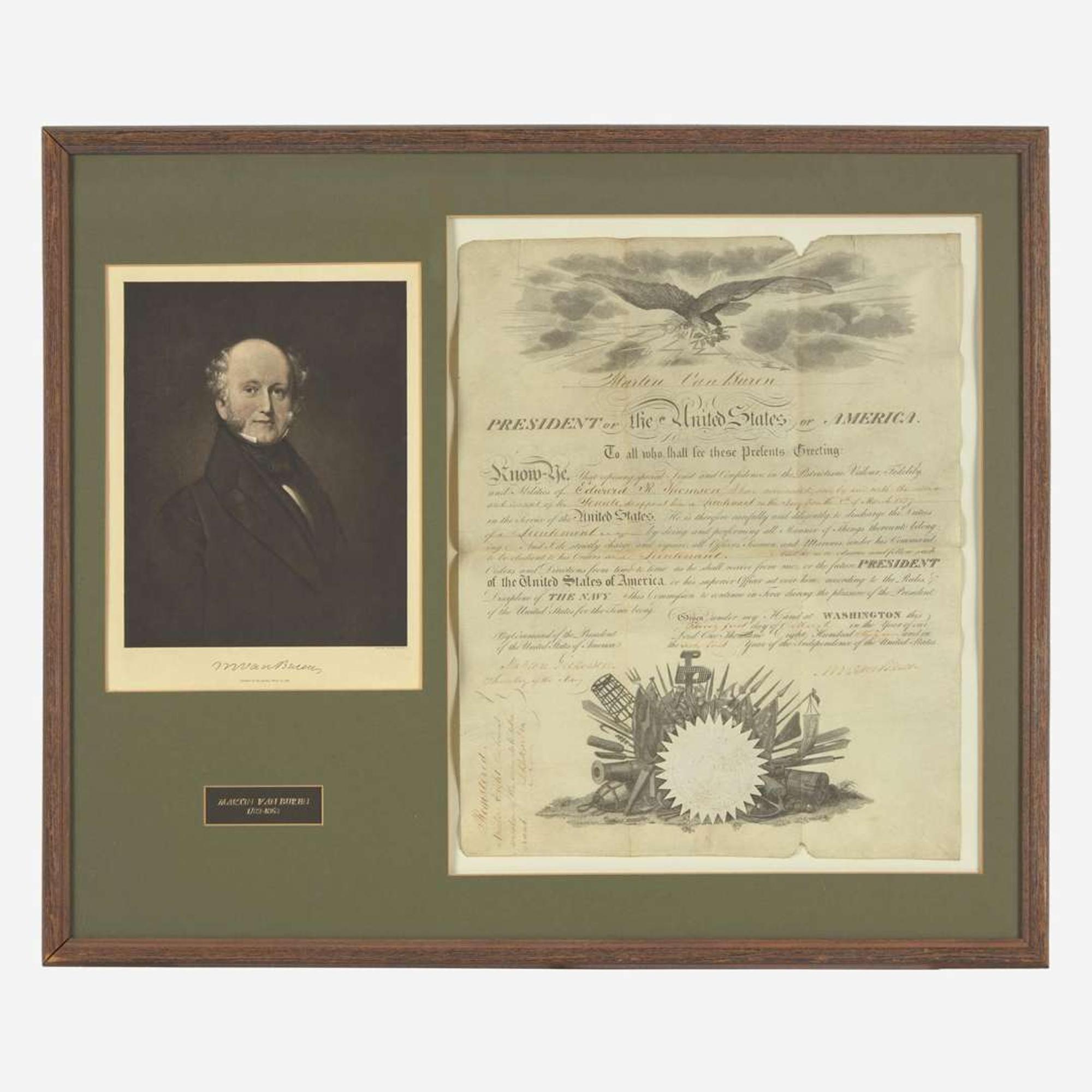 [Presidential] Van Buren, Martin Signed Military Commission