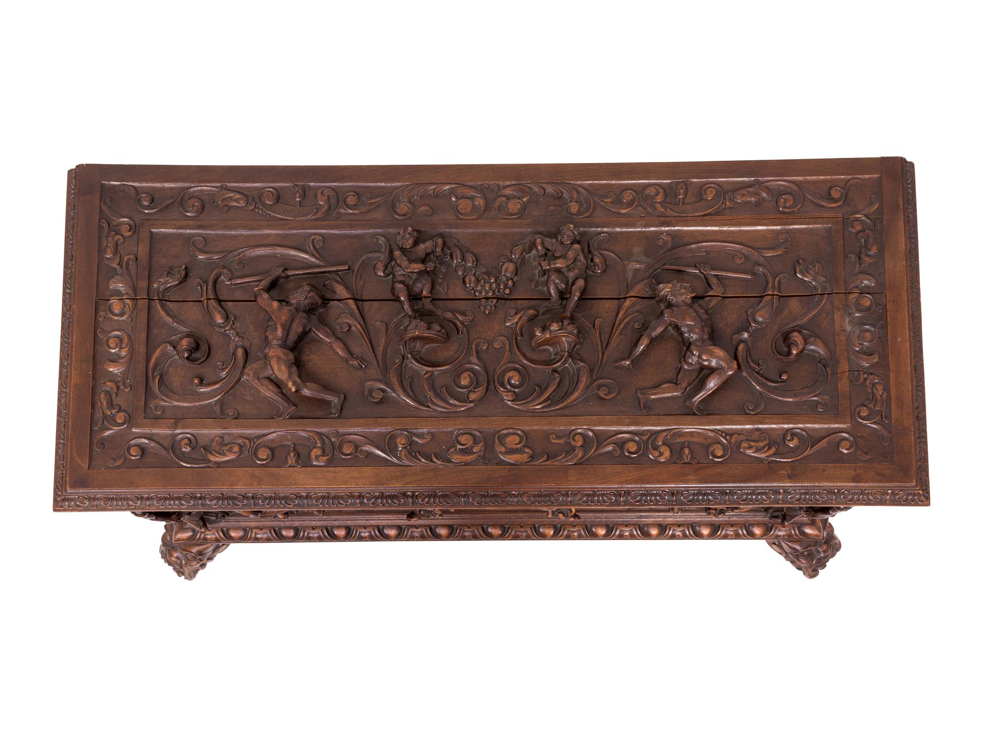 A Spanish Renaissance Revival Style Carved Cassone