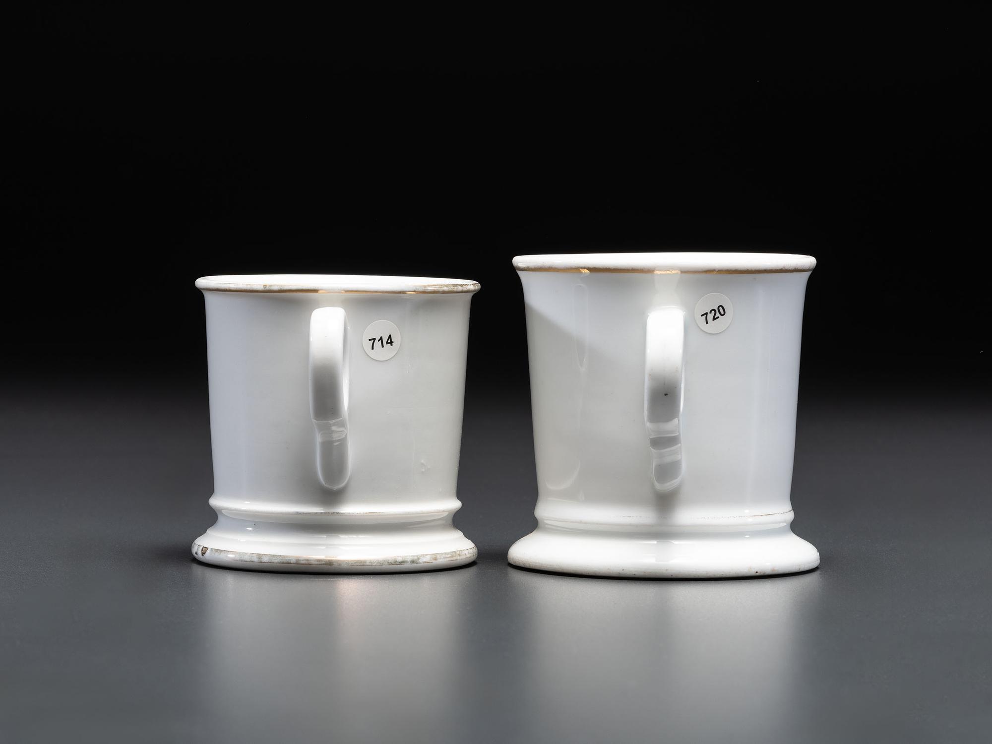 Two Porcelain Occupational Shaving Mugs
